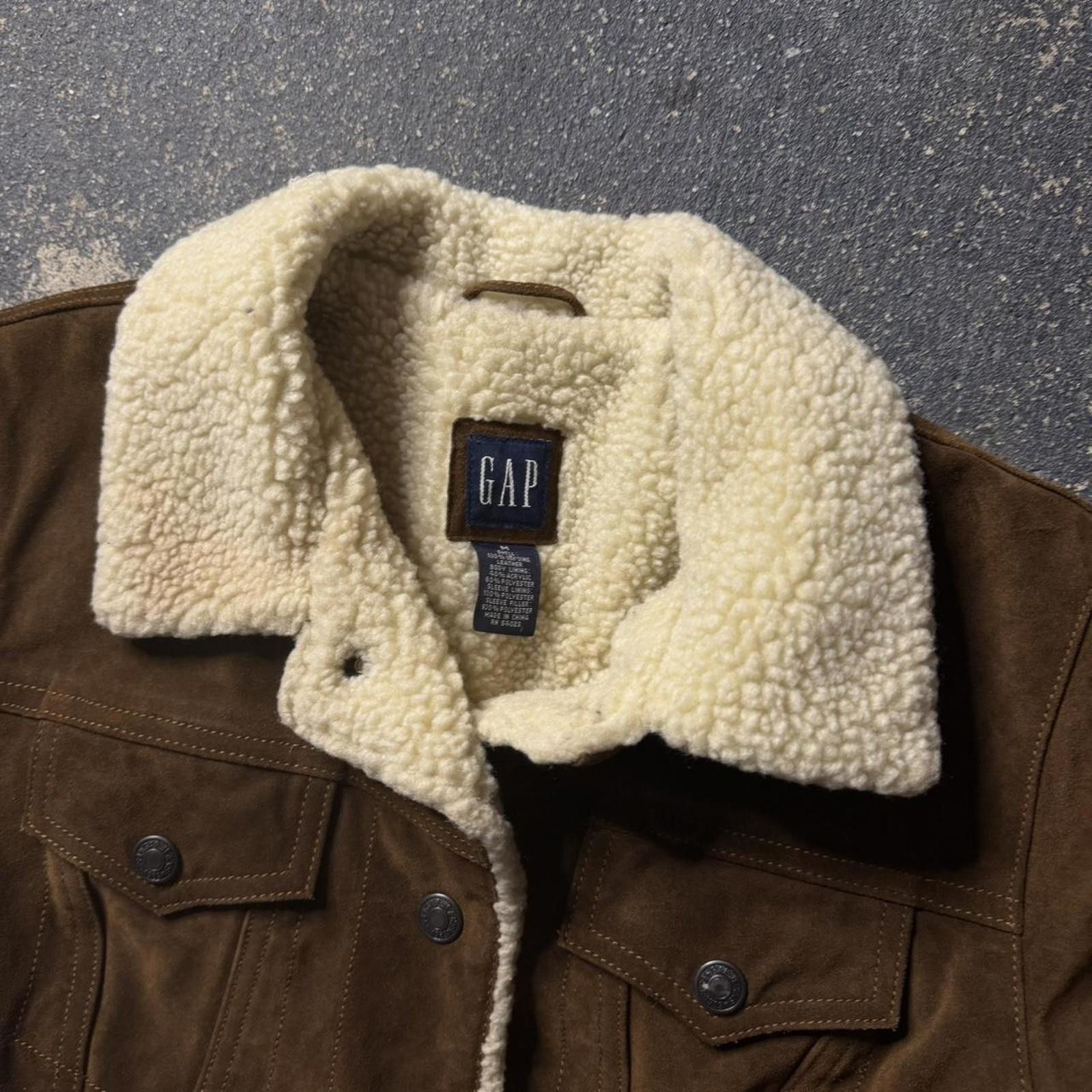 Gap GAP Brown Sherpa Suede Leather Jacket Size M / US 6-8 / IT 42-44 - 2 Thumbnail