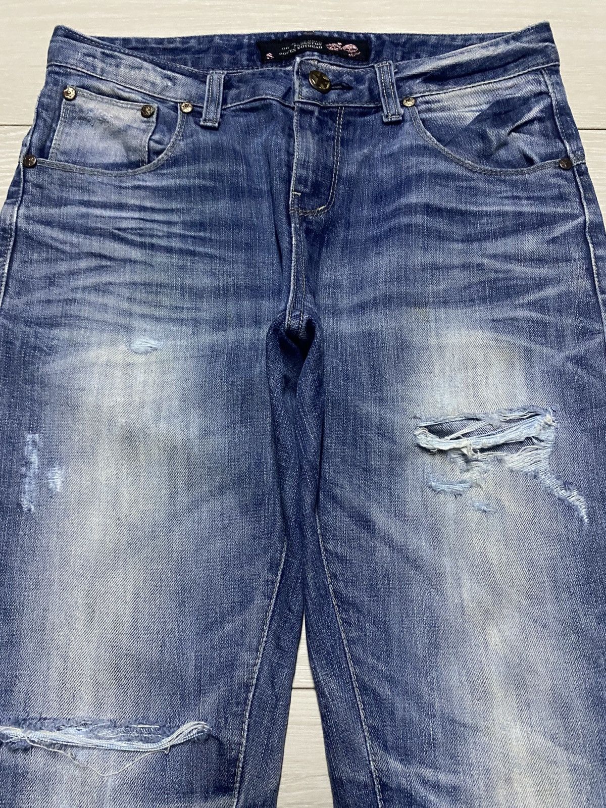 Skull Jeans by an Alchemist Vintage Japanese Skeleton Bones Notdead Distressed Slim Fit Size US 30 / EU 46 - 3 Thumbnail