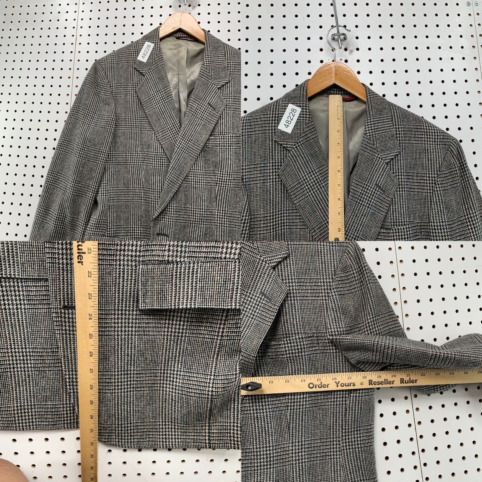 Hart Schaffner Marx Hart Schaffner Marx Blazer Men 36 Herringbone Gray Tweed Wool 2 Piece 90s Vintage Size 36R - 9 Thumbnail
