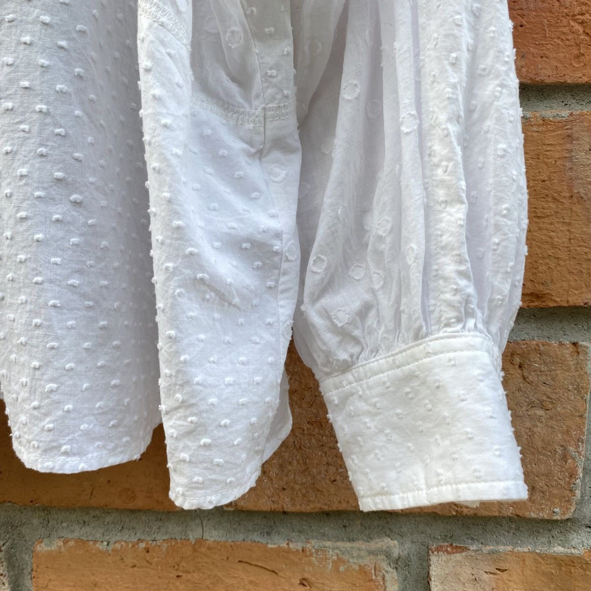 Frapbois FRAPBOIS & niko and ... White Dobby Cotton Blouse Size L / US 10 / IT 46 - 2 Thumbnail