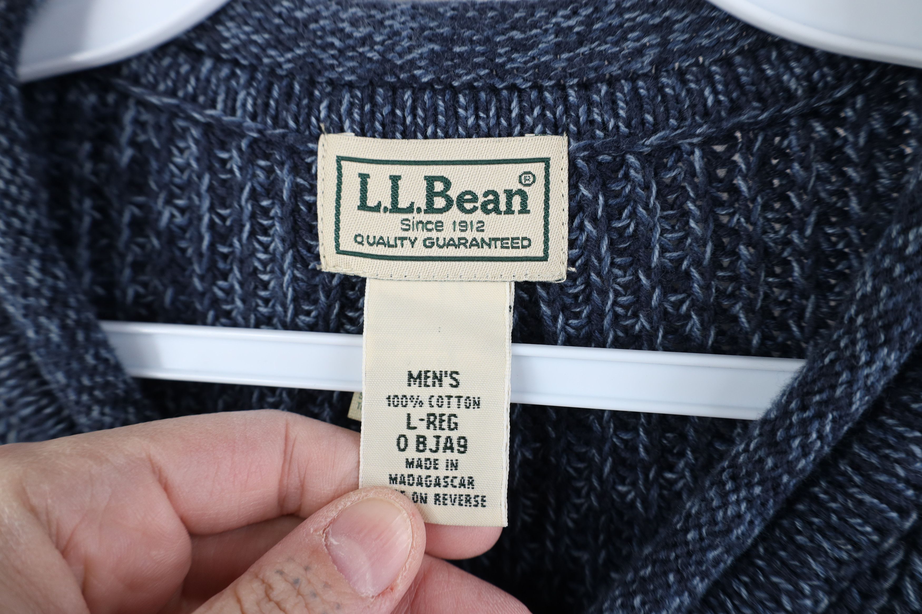 L.L. Bean Vintage 90s LL Bean Ribbed Knit Henley Sweater Blue Cotton Size US L / EU 52-54 / 3 - 6 Thumbnail
