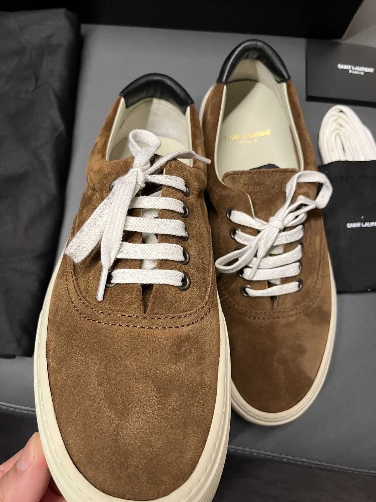 Saint Laurent Paris Rare New Super Runway Saint Laurent Suede Leather Sneaker Size US 8 / EU 41 - 10 Thumbnail