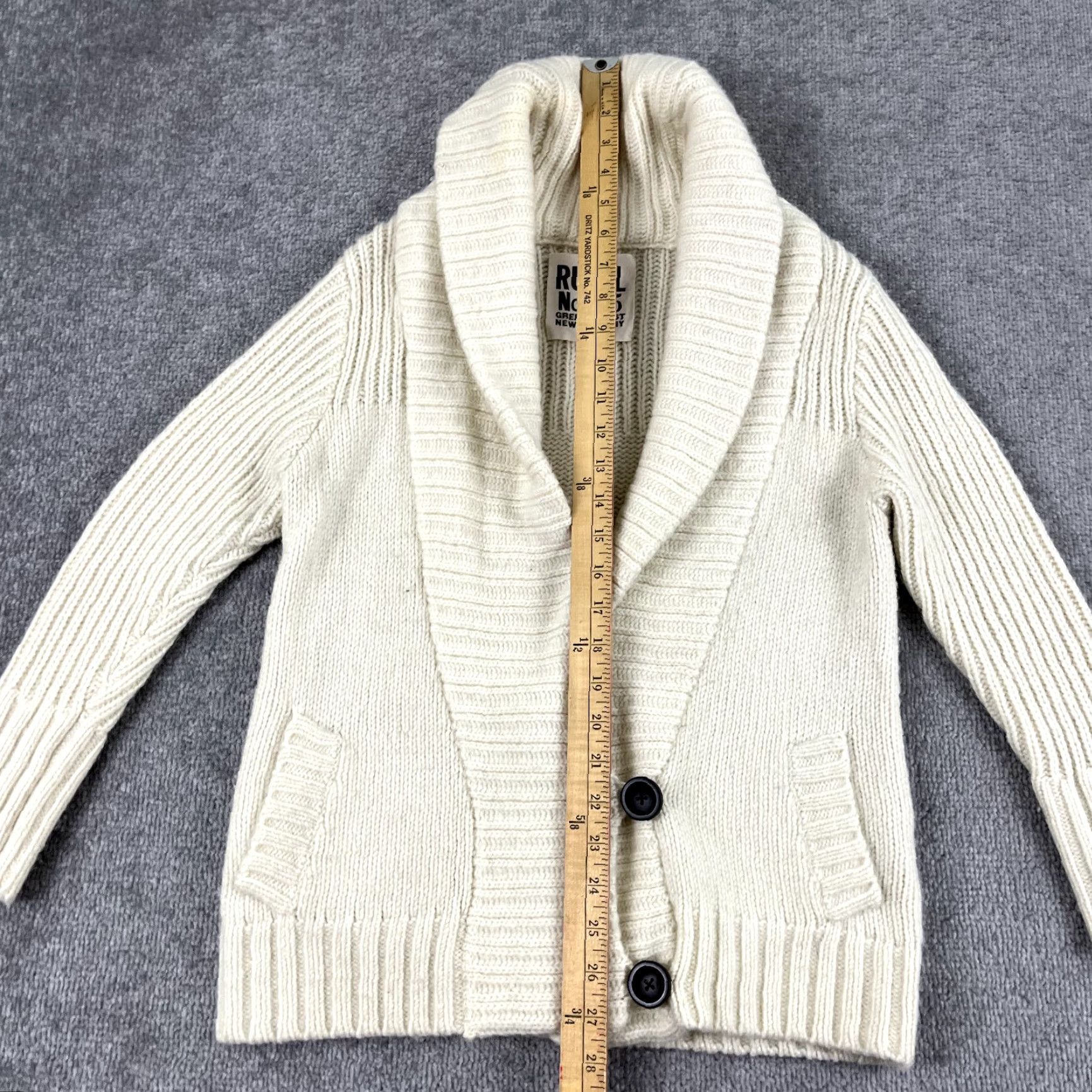 Vintage RUEHL Cardigan Womens Medium Brown Wool Alpaca Cable Knit Shawl Button Sweater Size M / US 6-8 / IT 42-44 - 4 Thumbnail