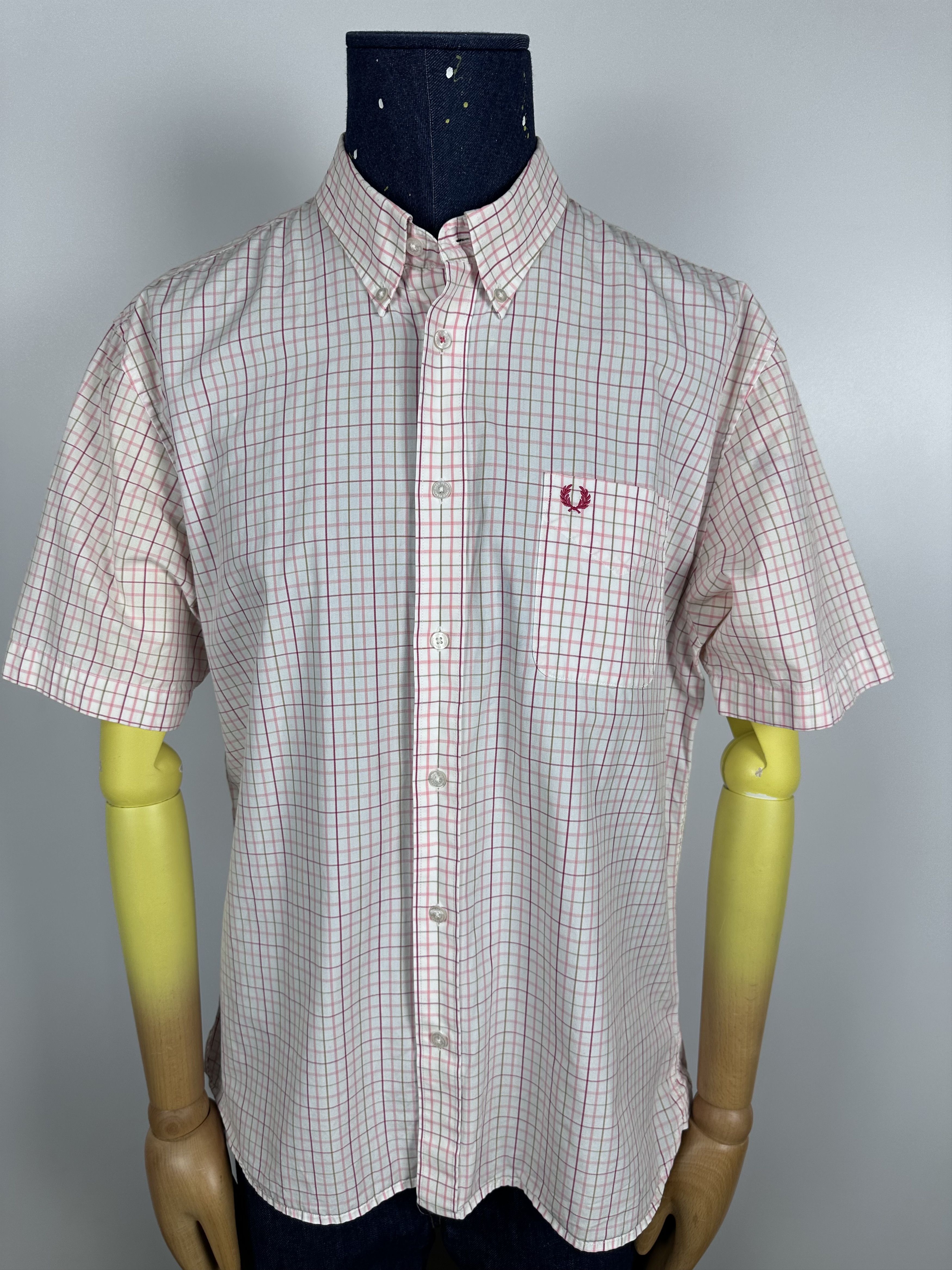Fred Perry × Vintage Fred Perry Short Sleeve Button Down Shirt Check Patterned Size US XL / EU 56 / 4 - 1 Thumbnail
