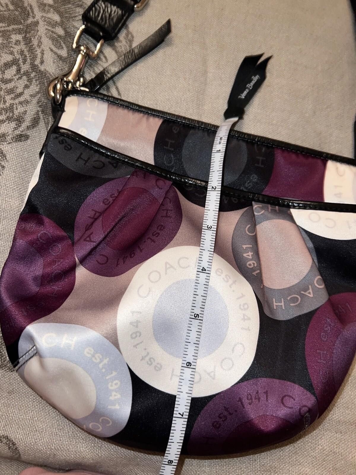 Coach Coach Silk Crossbody Purple & Brown PURSE BAG TOTE Circles Size ONE SIZE - 11 Thumbnail