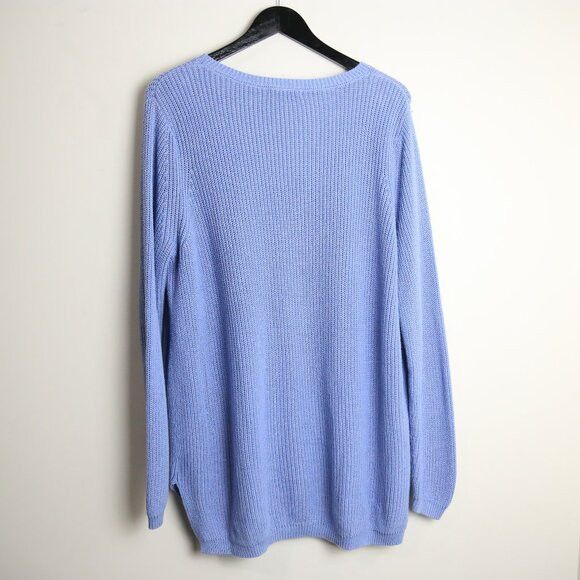 525 America 535 America Tight Knitted Marine Blue High Low Sweater Size L / US 10 / IT 46 - 6 Thumbnail