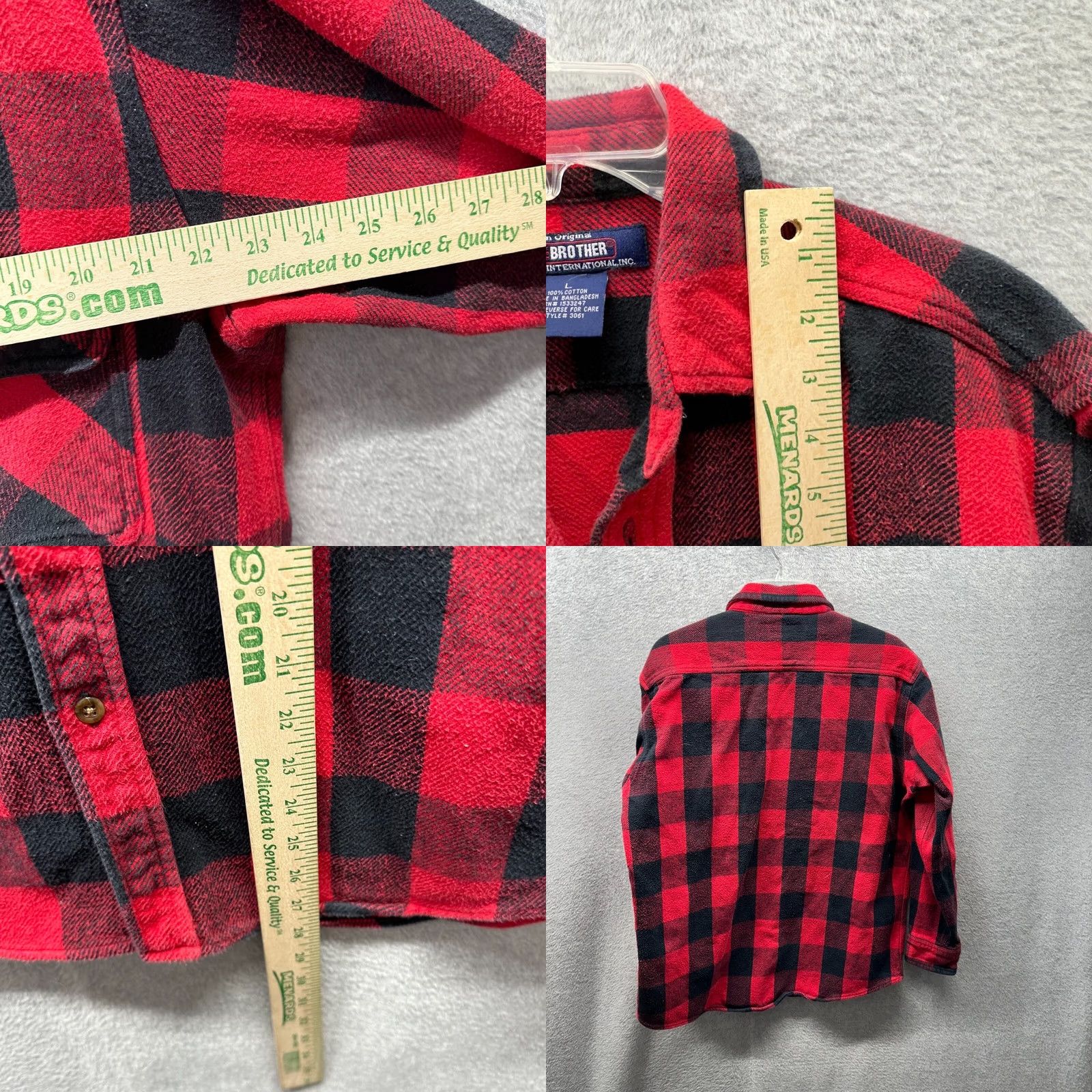 Vintage Five Brothers Flannel Shirt Adult Large Red Black Heavy Cotton Mens Work 80s Size US L / EU 52-54 / 3 - 8 Thumbnail
