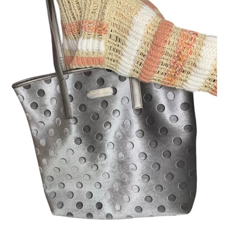 Kate Spade Kate Spade Fragrances Grey Tote Bag Embossed Shoulder Bag Size ONE SIZE - 12 Thumbnail