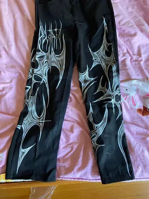 Other Trendy Jeans Men's Retro Punk Dark Loose Wide-leg Pants Size US 33 - 1 Thumbnail