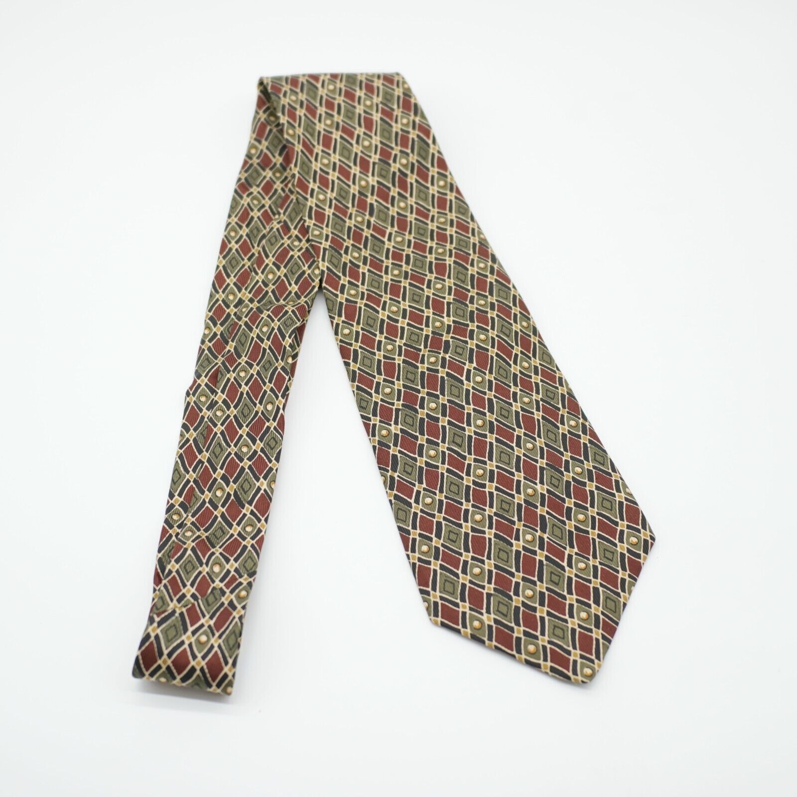 Robert Talbott Robert Talbott Reddish Brown Green Geometric Print Wide Silk Size ONE SIZE - 7 Thumbnail