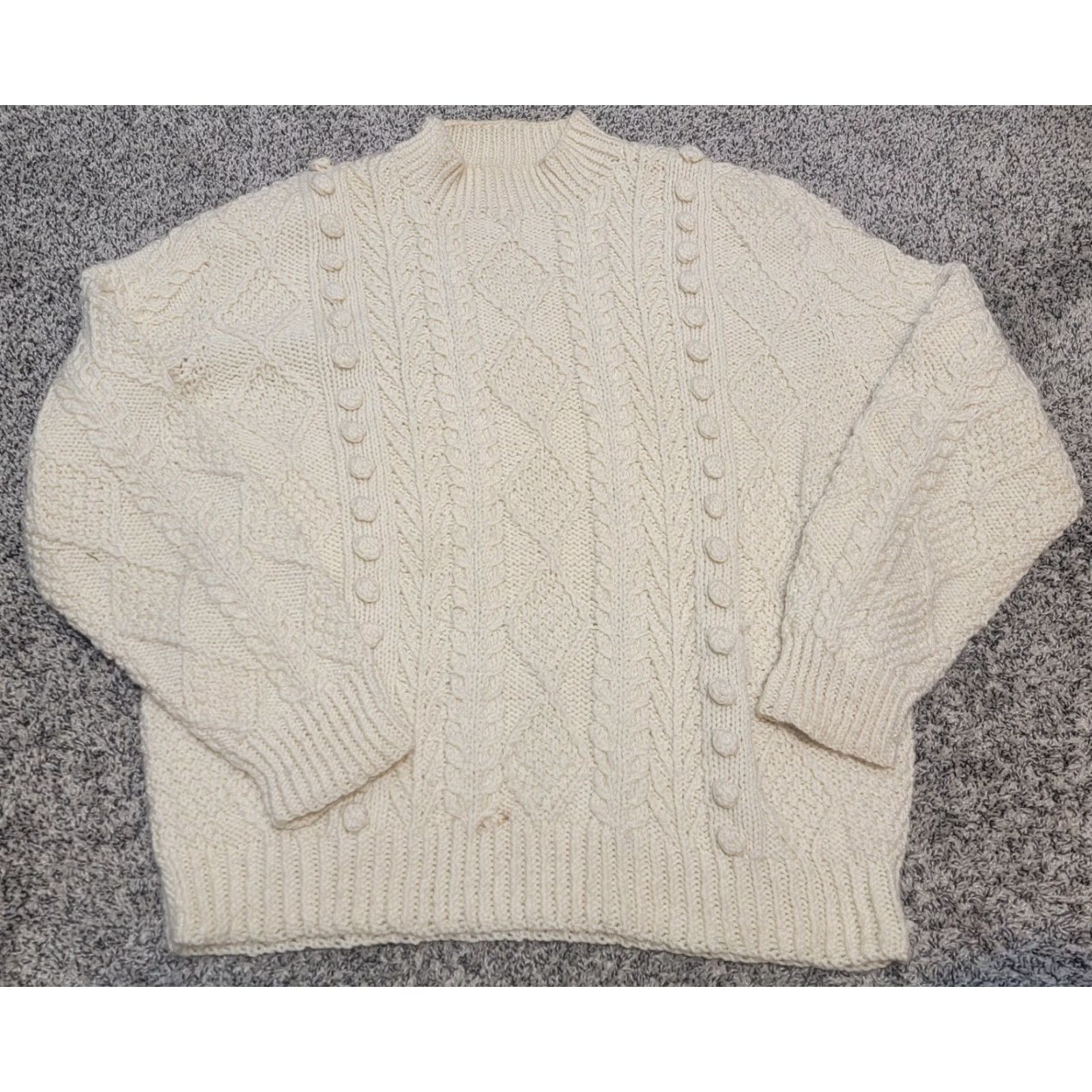Vintage VINTAGE HAND KNIT CABLEKNIT SWEATER 100% WOOL Cream L Mens Mens? Size US L / EU 52-54 / 3 - 2 Thumbnail