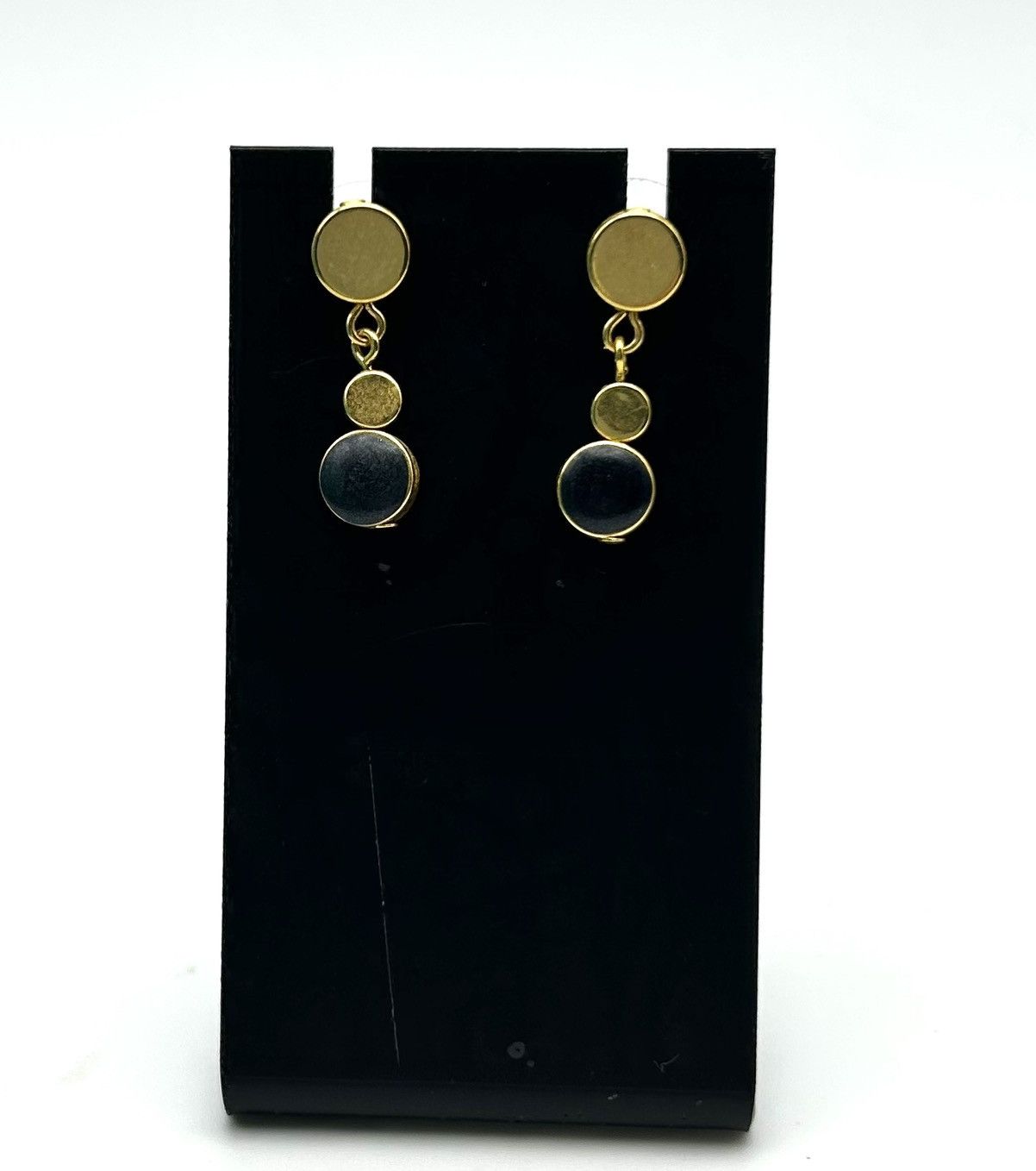Other Vintage Geometric Gold Drop Earrings w Black Circle Detail Size ONE SIZE - 1 Thumbnail