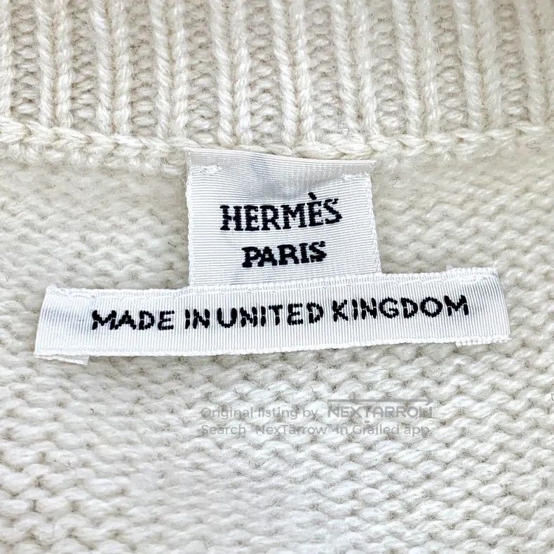 Hermes Hermes Oatmeal horse-bit cashmere V-neck long-sleeve knitt Size XS / US 0-2 / IT 36-38 - 5 Thumbnail
