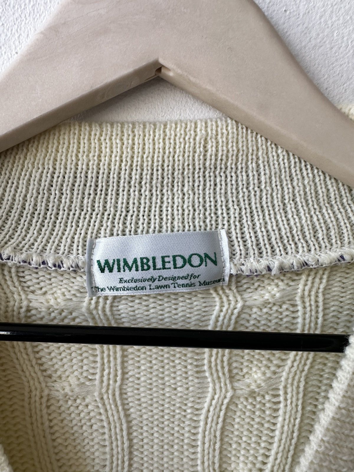 Other RARE Vintage WIMBLEDON Tennis Sweater V-Neck Cable Knit Size US L / EU 52-54 / 3 - 8 Thumbnail