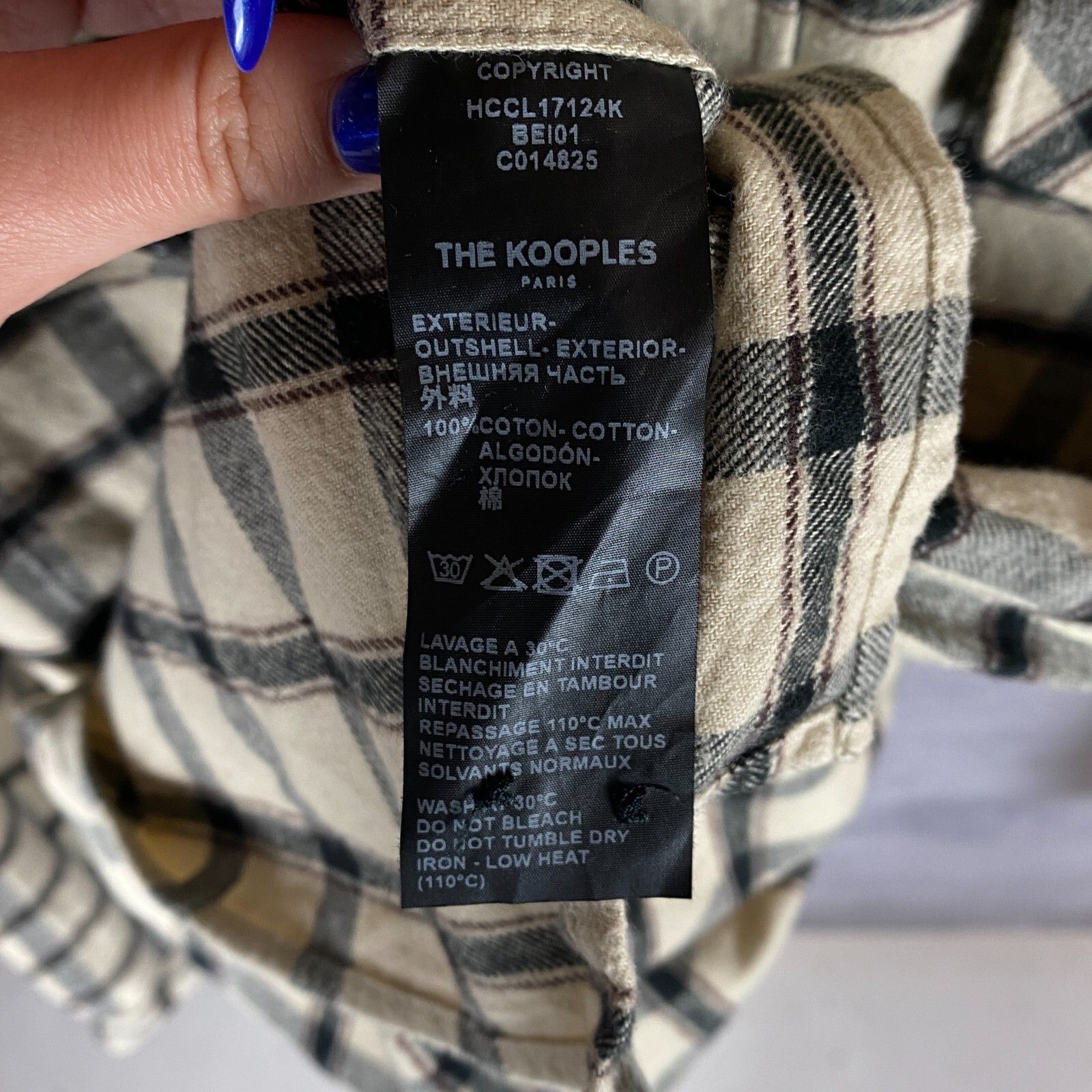 The Kooples The Kooples Paris Flannel Shirt Men's Size M Beige ` Size US M / EU 48-50 / 2 - 7 Thumbnail