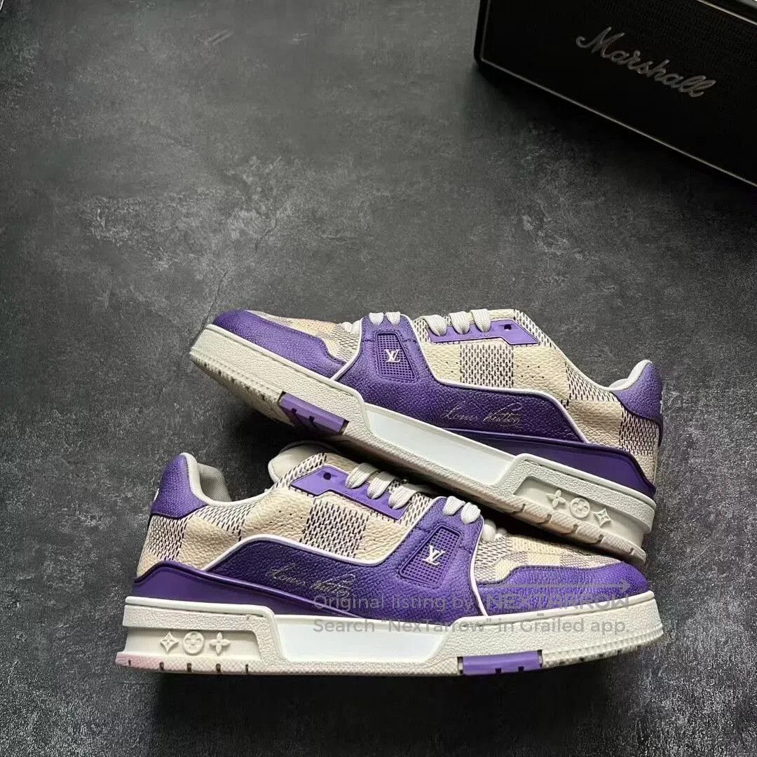 Louis Vuitton louis vuitton lv trainer purple checkered sneakers. Size US 7.5 / EU 40-41 - 8 Thumbnail