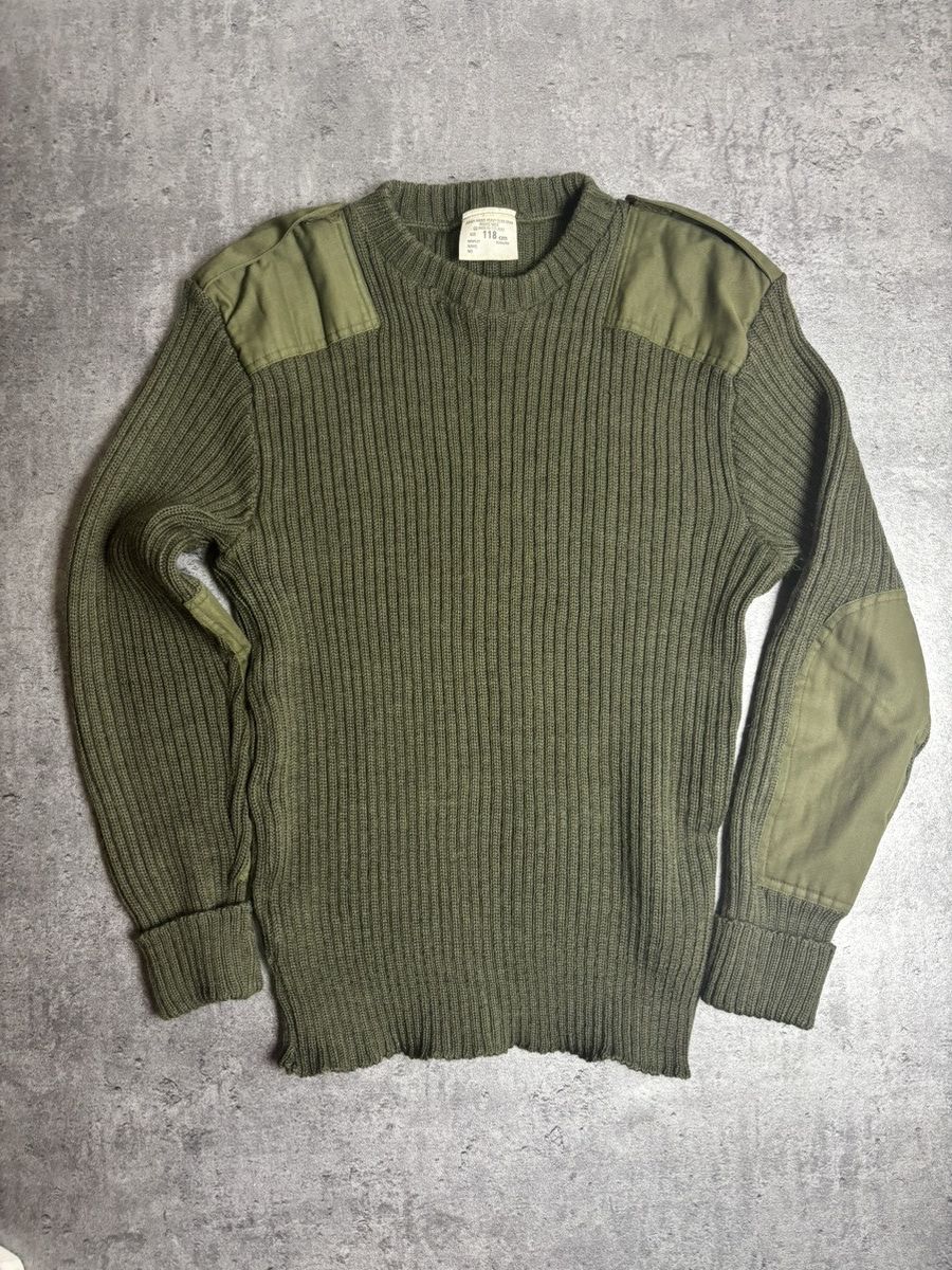 Vintage Vintage Olive Ribbed Army Knit Sweater Size US L / EU 52-54 / 3 - 1 Thumbnail