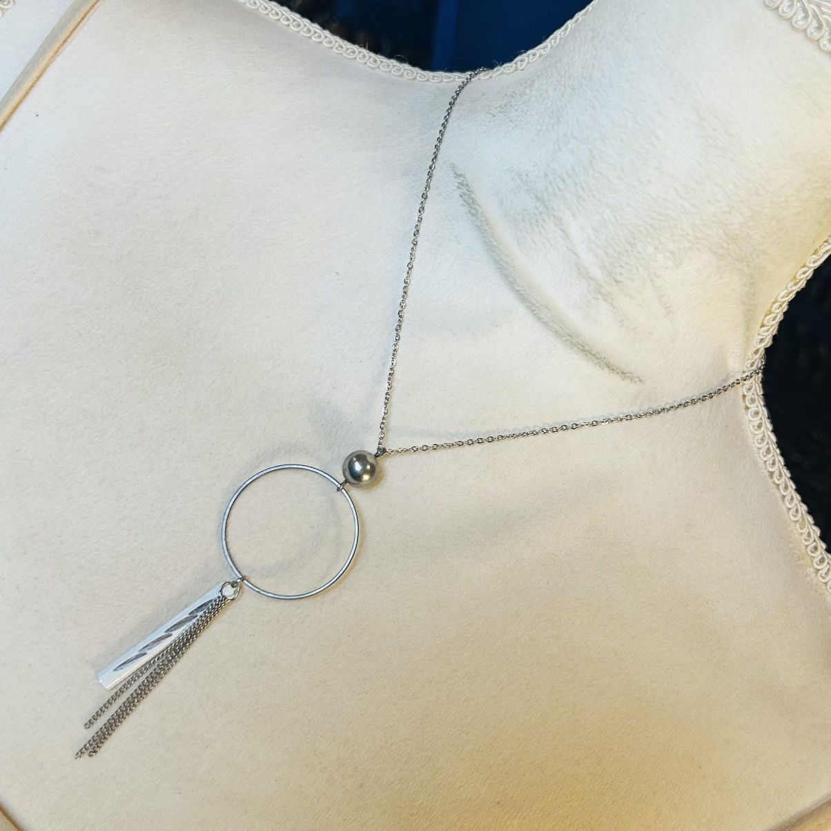 Handmade Handcrafted repurpose die-cut chain fringe pendant necklace Size ONE SIZE - 1 Thumbnail