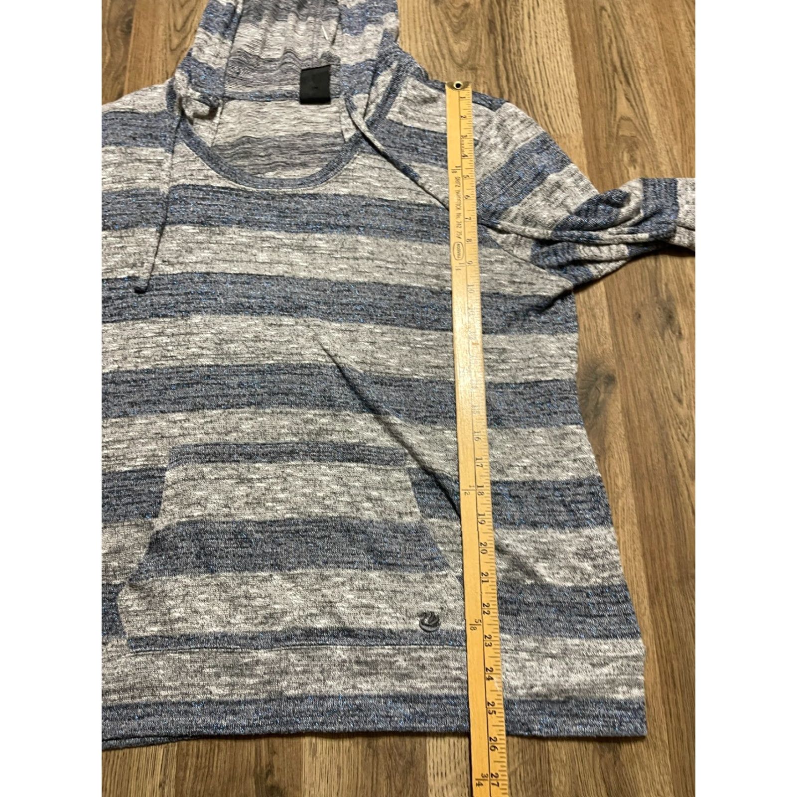 Vintage GVS Hoodie Shirt, Women's XL, Gray Blue, Striped, Long Sleeve, T-Shirt, Regular, Pullover, Round Neck, Casual, Fall Spring Summer, Women, XL Size XL / US 12-14 / IT 48-50 - 6 Thumbnail