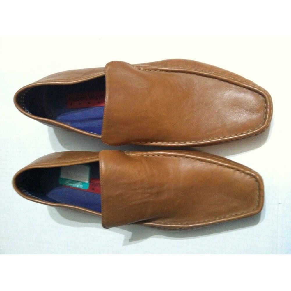 Robert Wayne ROBERT WAYNE MENS NEW BROWN LEATHER SLIP-ON SHOES 9 1/2D Size US 9.5 / EU 42-43 - 2 Thumbnail