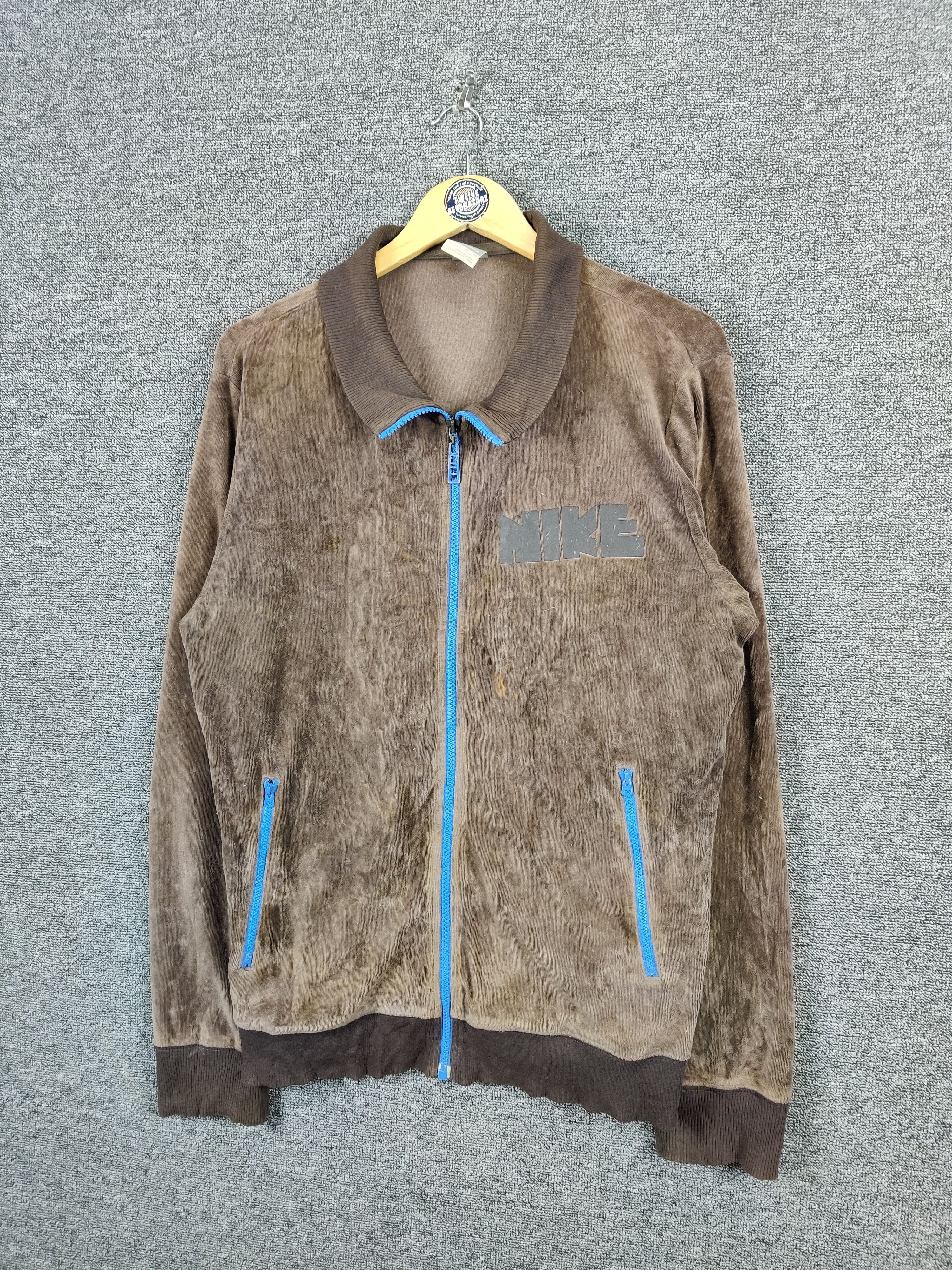 Nike Nice 🤎 Vintage Nike Velvet Zipper Sweater Jacket Size US XL / EU 56 / 4 - 2 Thumbnail
