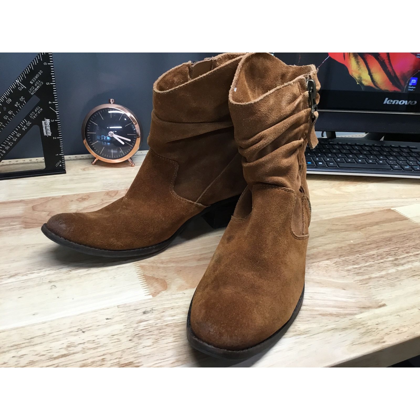 The Unbranded Brand Reba Ankle Boots Women's US 7.5M Brown Suede Leather Slouch Size US 7.5 / EU 40-41 - 4 Thumbnail