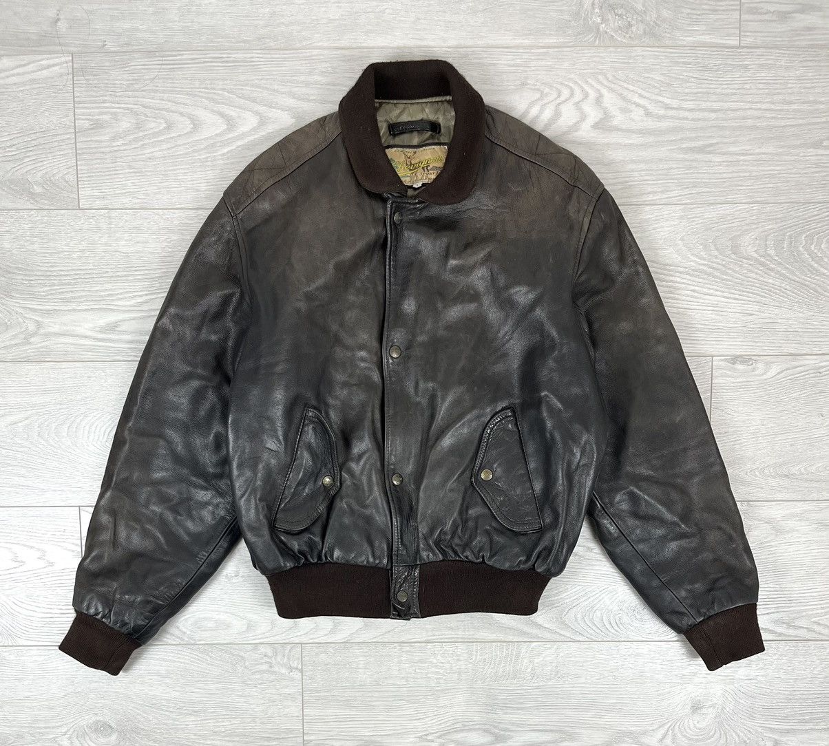 📌CHEVIGNON Vintage Aviator Leather Bomber Jacket*61St