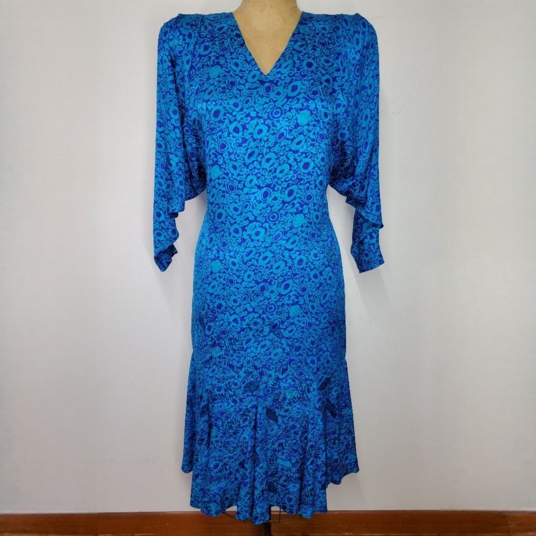 Other Silk Studio Size 10 Dress Vintage 80s Shoulder Pads Batwing Size L / US 10 / IT 46 - 1 Thumbnail
