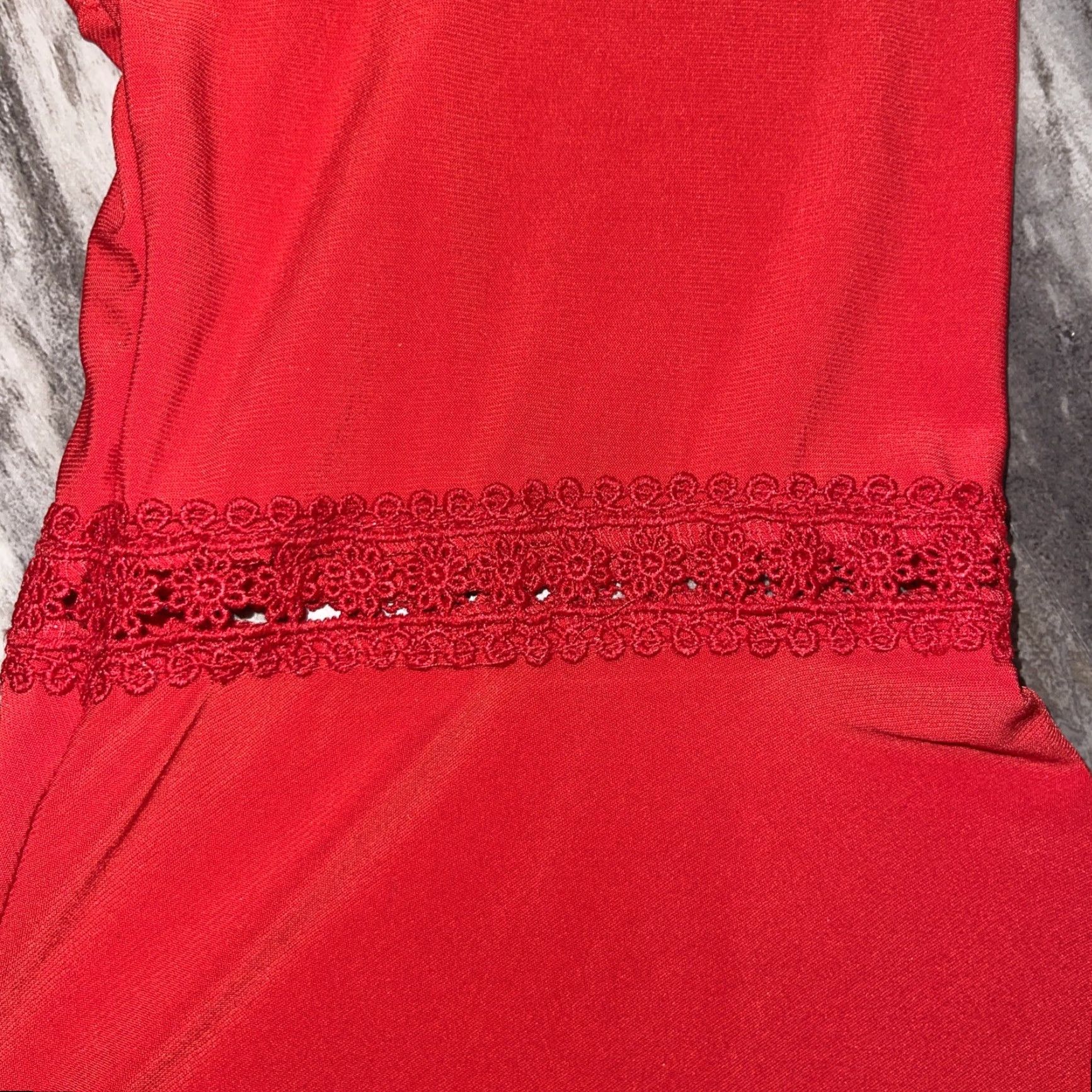 Vintage Southern Lady Blouse Shirt Women L Red Embroidered Lace 3/4 Sleeve Casual Workwear" Size L / US 10 / IT 46 - 5 Thumbnail