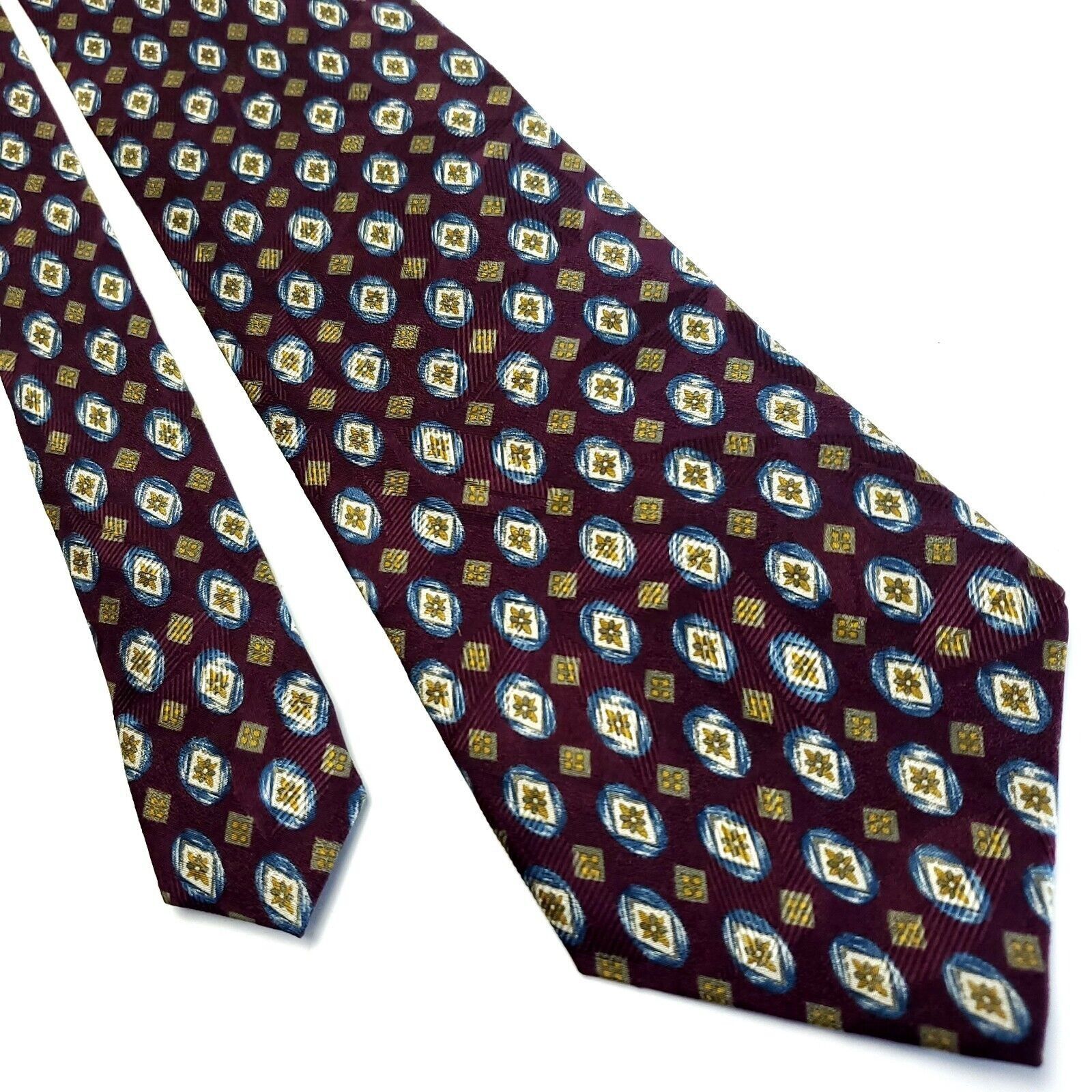 Burberry Burberry London Red Brown Beige Silk Tie Woven Short Geometr Size ONE SIZE - 1 Thumbnail