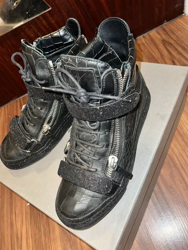 Giuseppe Zanotti Giuseppe Zanotti Black Croc Glitter Strap High-Tops, c.2015 Size US 7 / EU 40 - 2 Thumbnail