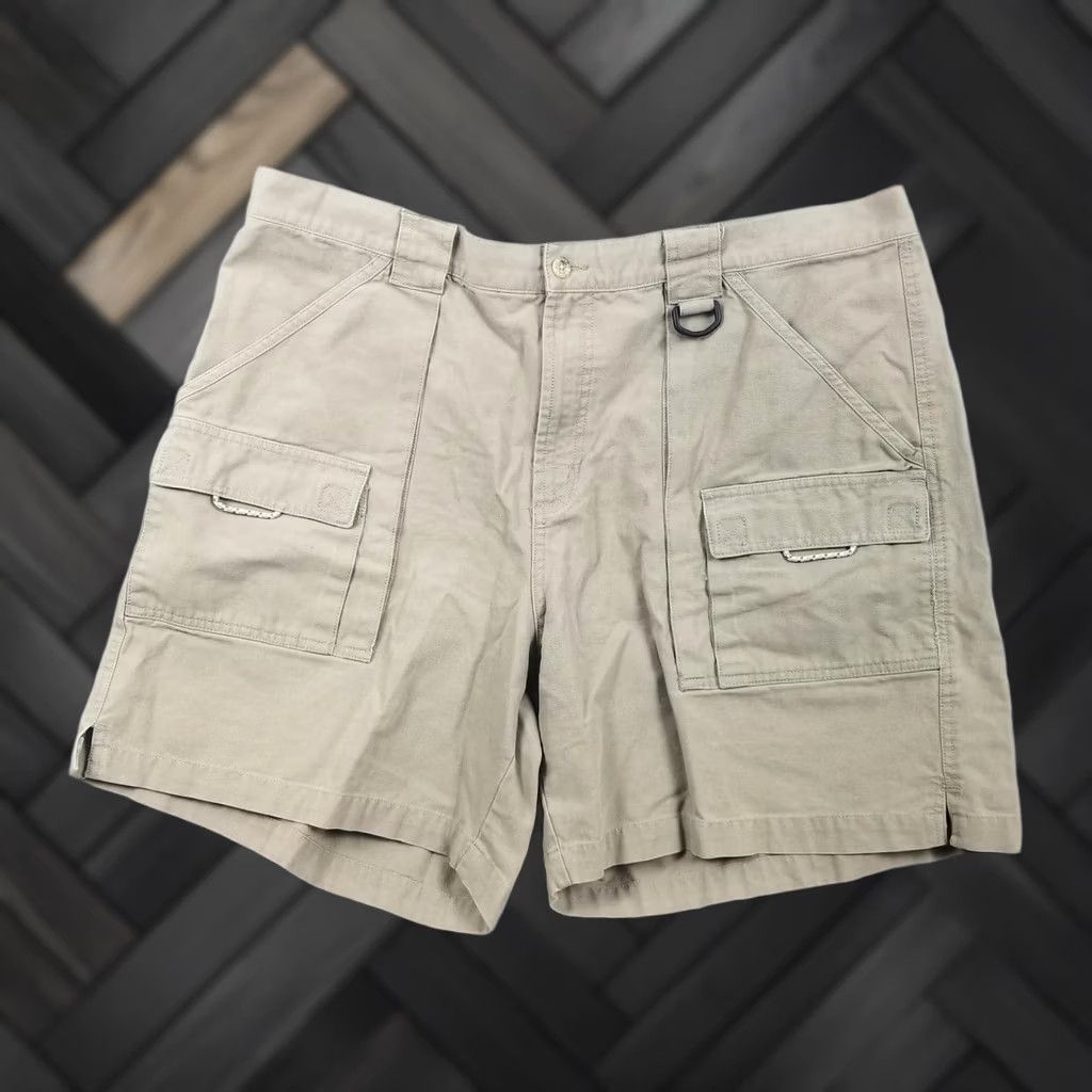Vintage Columbia PFG Cargo Shorts Mens XL Beige Cotton Elastic Waist 8 Inseam Fishing Size US 36 / EU 52 - 1 Thumbnail