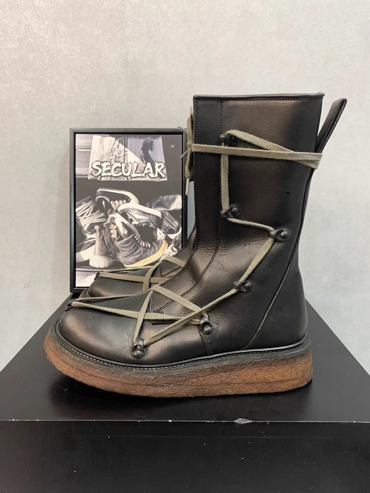 Rick Owens Rick Owens 17FW First-Show Pentagram Combat Boots K34 Size US 6 / EU 39 - 2 Thumbnail
