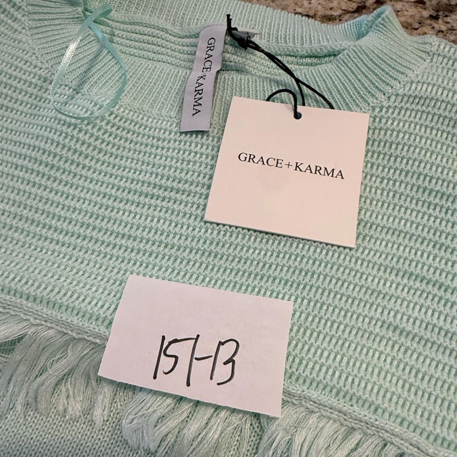 Other Grace + Karma mint green sweater fringe ribbed SZ SM Size S / US 4 / IT 40 - 6 Thumbnail