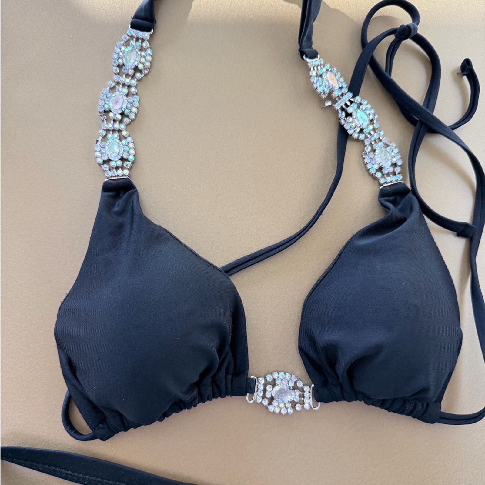 Other Black Bikini Swimsuit Swimwear with Rhinestones Thong size S Size ONE SIZE - 7 Thumbnail