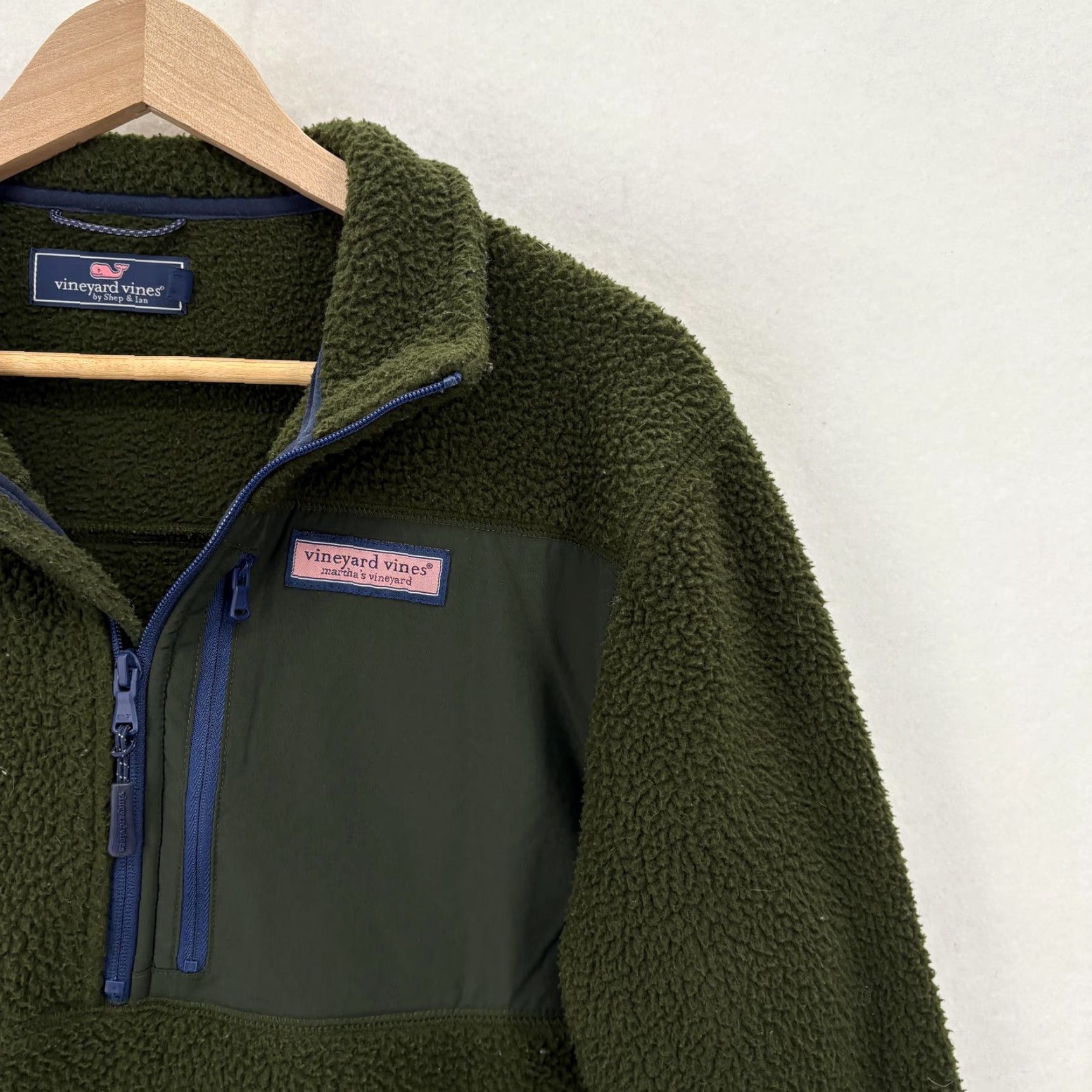 Vineyard Vines Vineyard Vines Stillwater 1/2-Zip Sherpa Fleece Pullover Mens Medium Green Whale Shirt Size US M / EU 48-50 / 2 - 2 Thumbnail