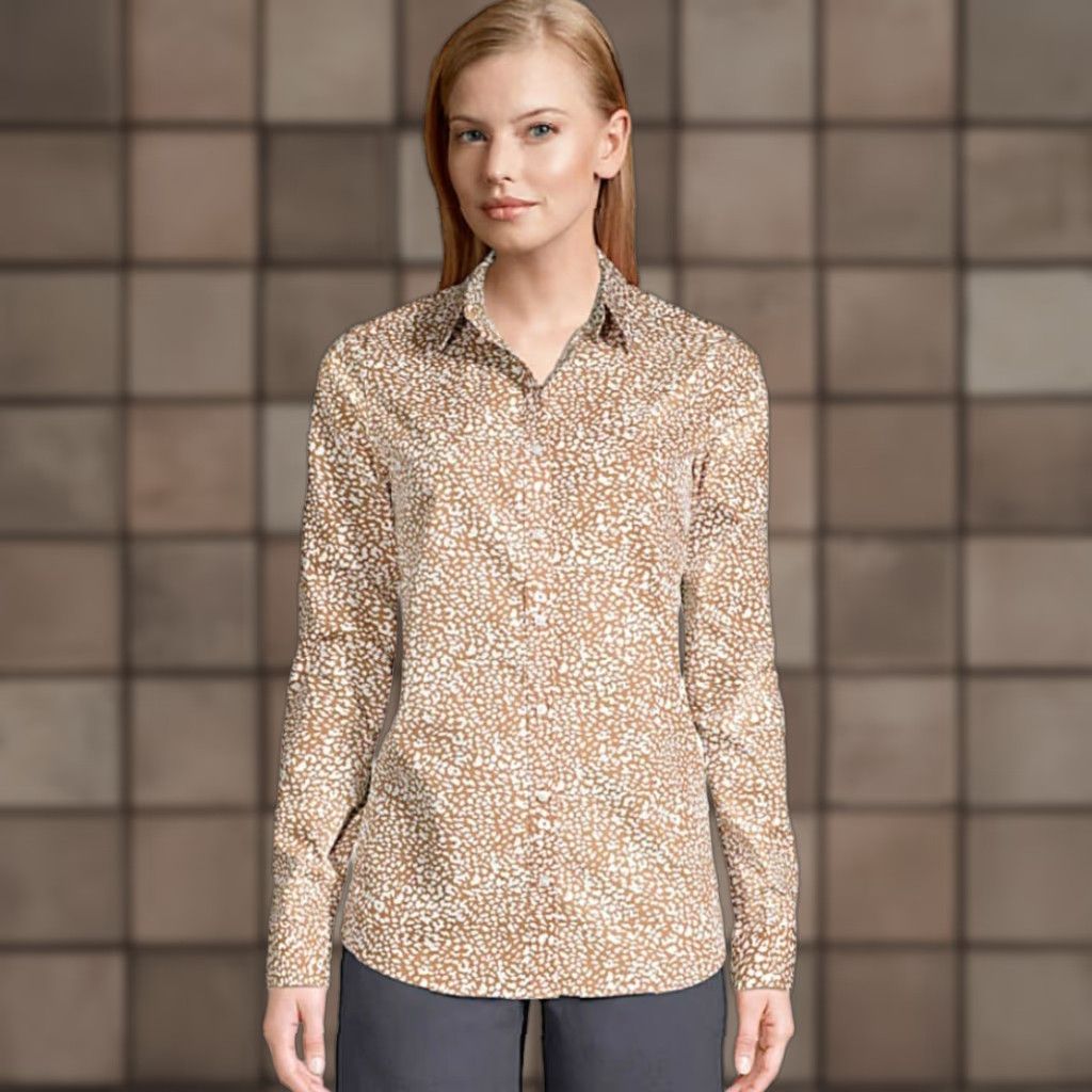 Lands' End VINTAGE Lands' End Petite No Iron Supima Cotton Long Sleeve Shirt-Size 14P BeIGe Leopard Button-Up Women 14P Wool? Size XL / US 12-14 / IT 48-50 - 1 Thumbnail