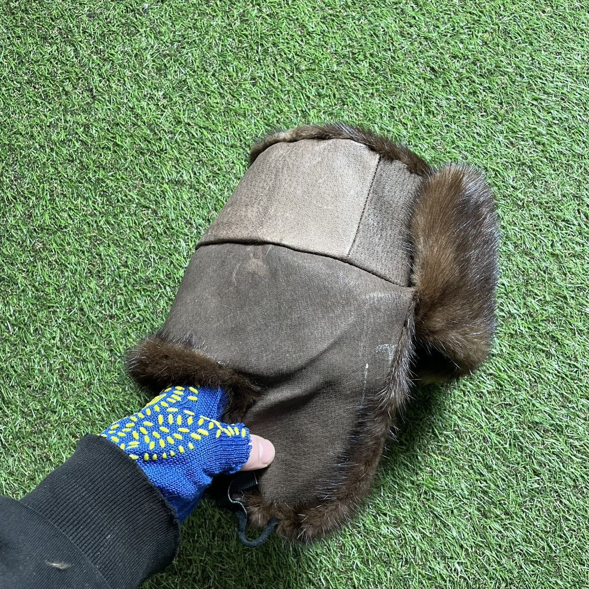Vintage Vintage 90s Leather Fur Trapper Beanie Cold Weather Hat OS Size ONE SIZE - 3 Thumbnail