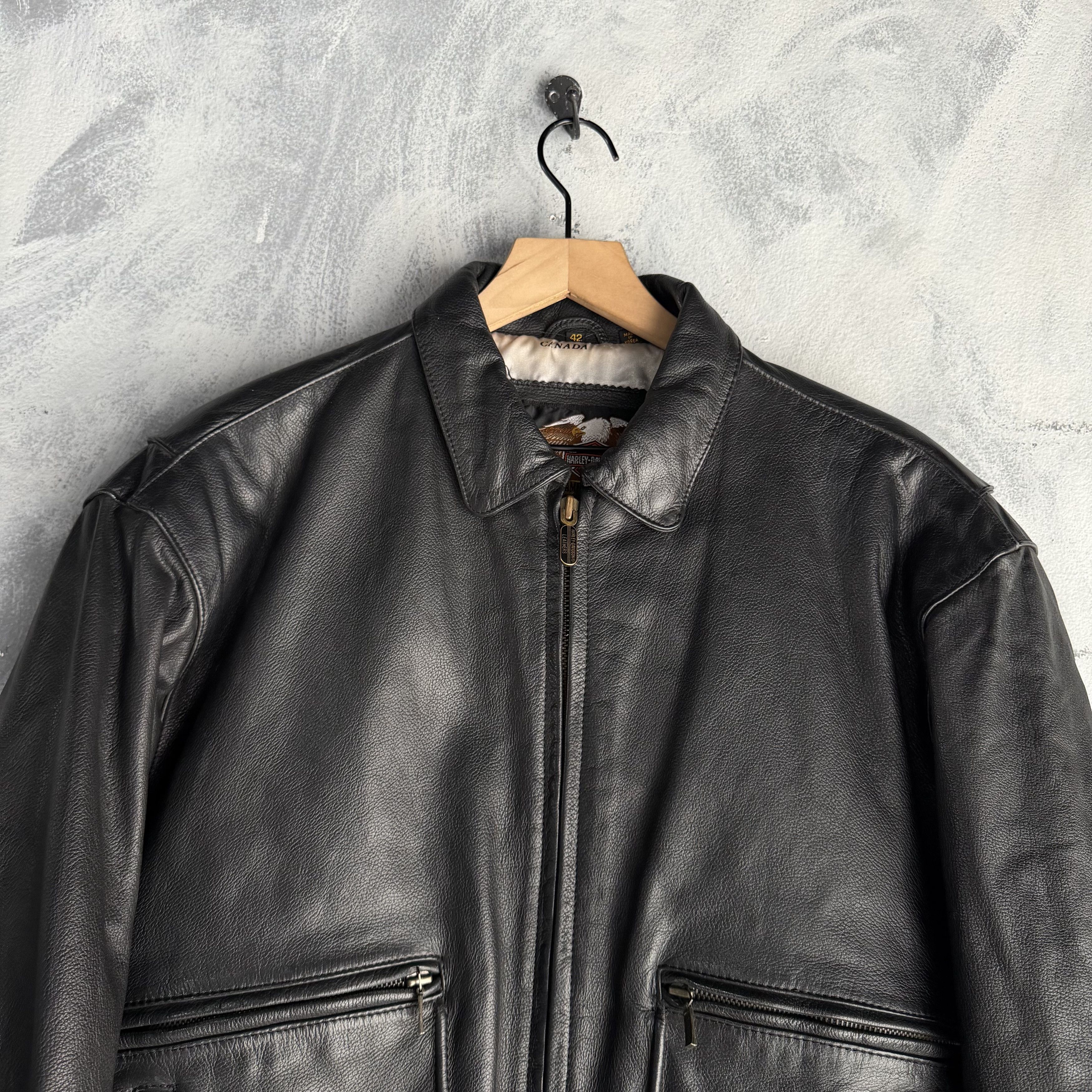 Harley Davidson Vtg Leather Jacket Harley Davidson Mens Motorcycle Bomber A2 Size US L / EU 52-54 / 3 - 2 Thumbnail