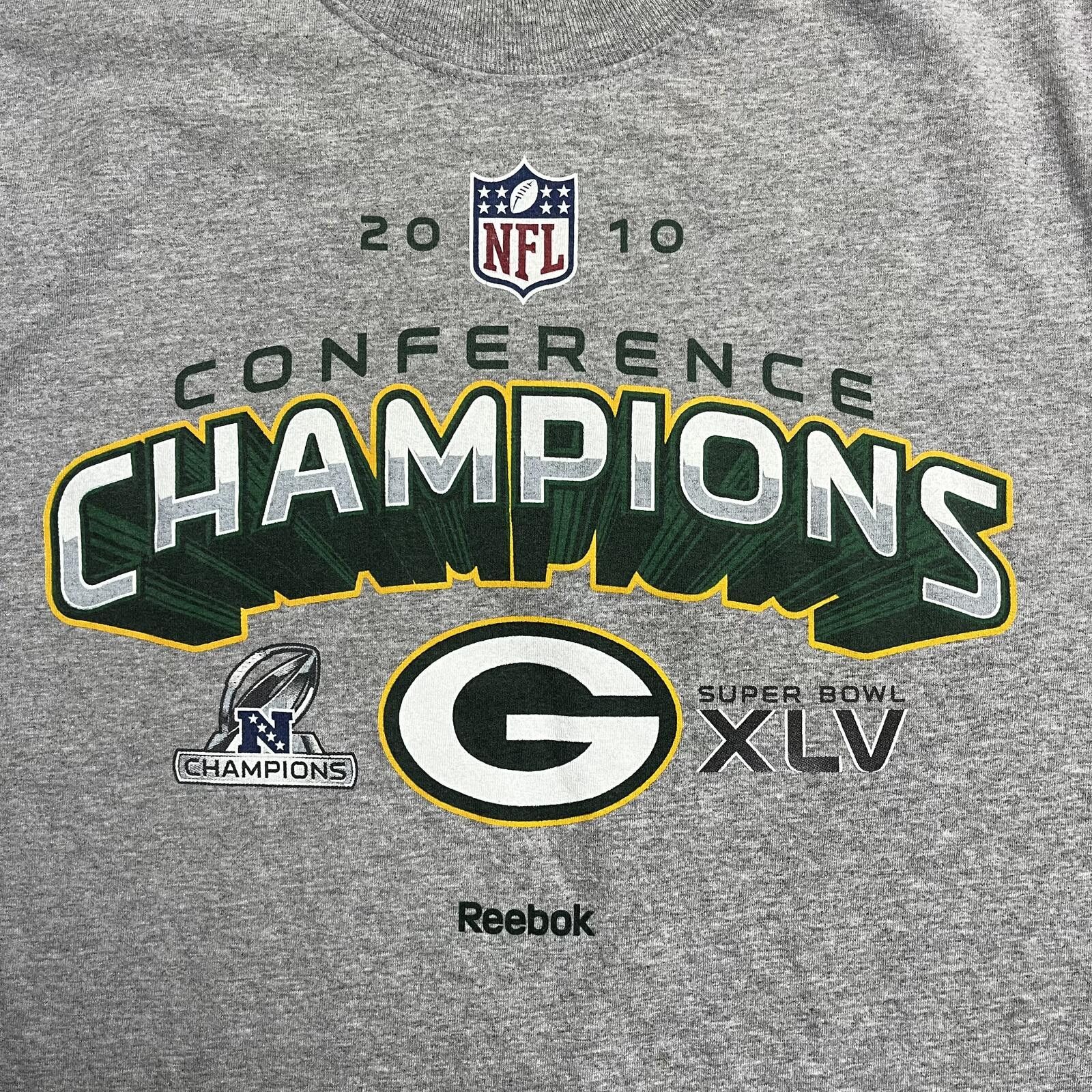 Reebok Reebok 2010 NFL Green Bay Packers Champions T-Shirt Grey Size US XL / EU 56 / 4 - 3 Thumbnail