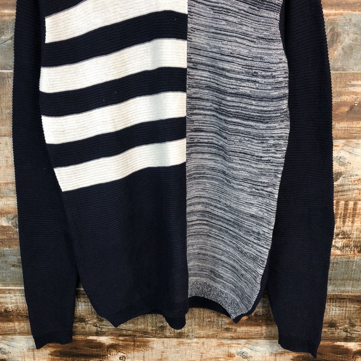 Homespun Knitwear × Japanese Brand The TK Shop Grey patchwork design Knitwear #A1540 Size US M / EU 48-50 / 2 - 6 Thumbnail