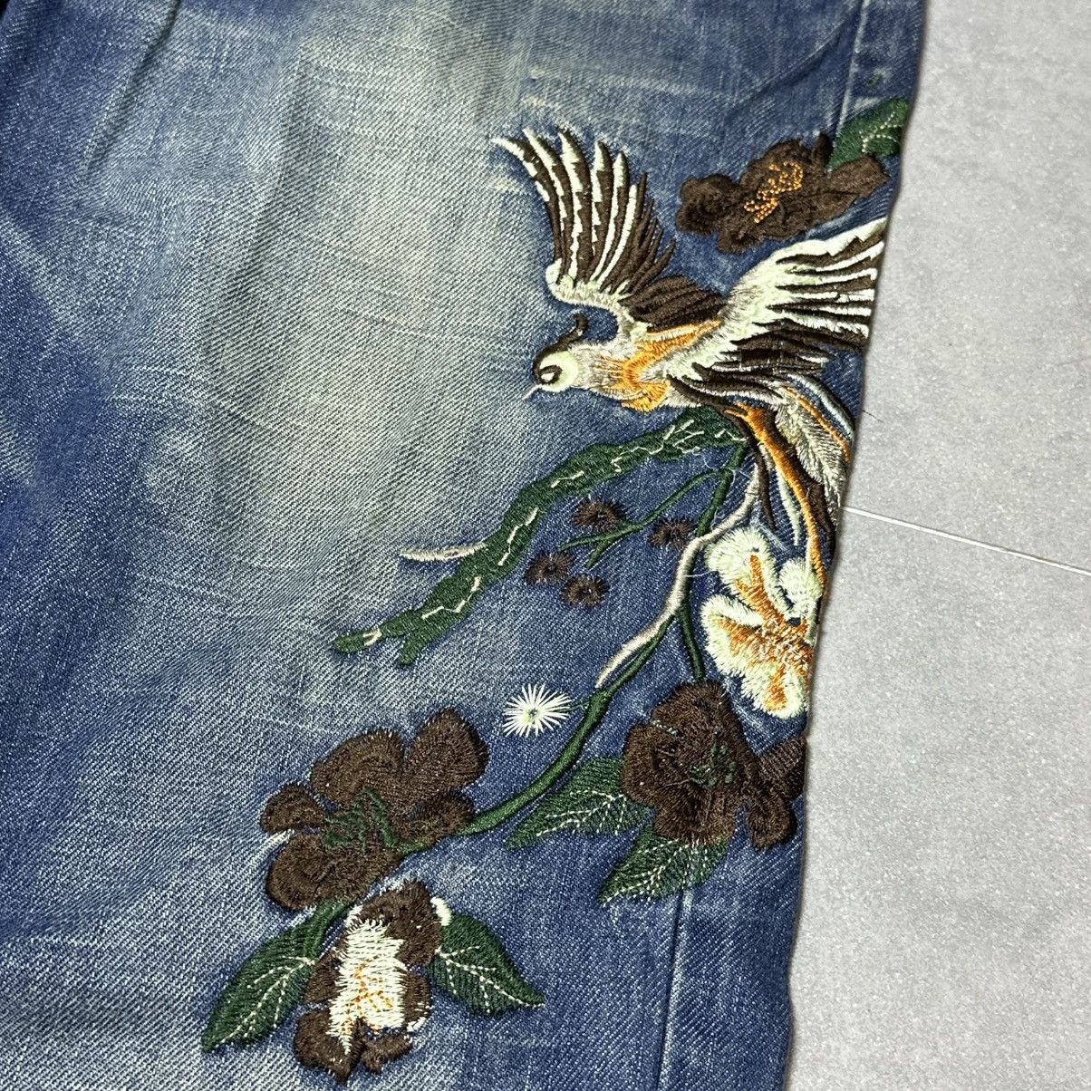 Replay 00s Replay Floral Bird Embroidery Straight Jeans Size 30" / US 8 / IT 44 - 3 Thumbnail