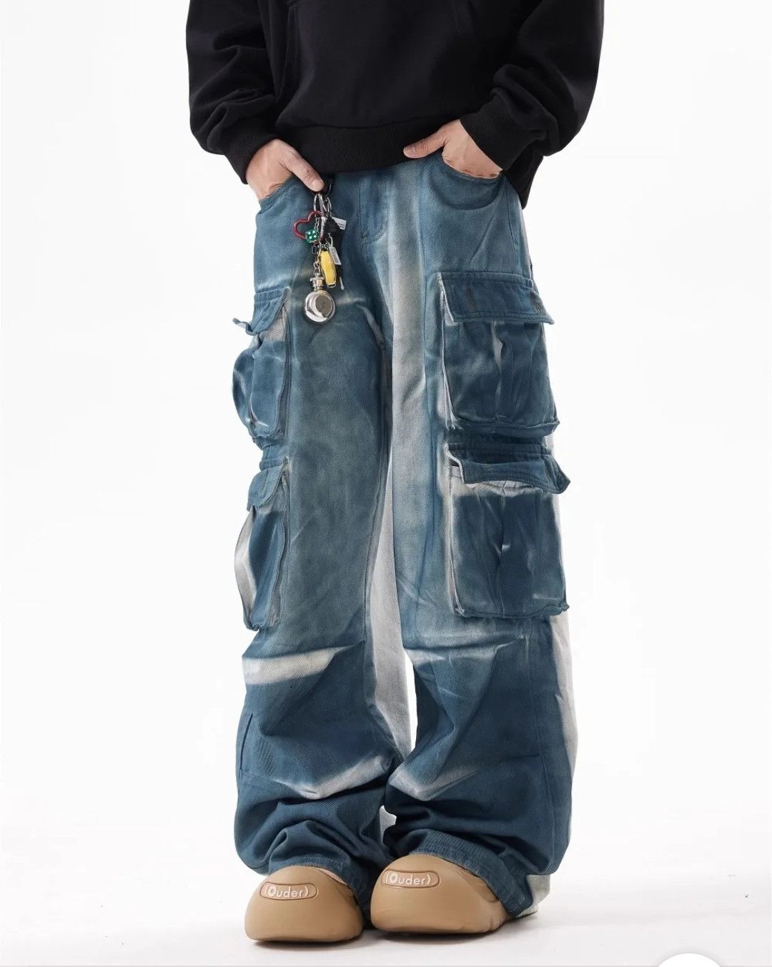 Japanese Brand Retro Tie Dye Gradual Change Structure Pocket Jeans Size US 29 - 1 Thumbnail