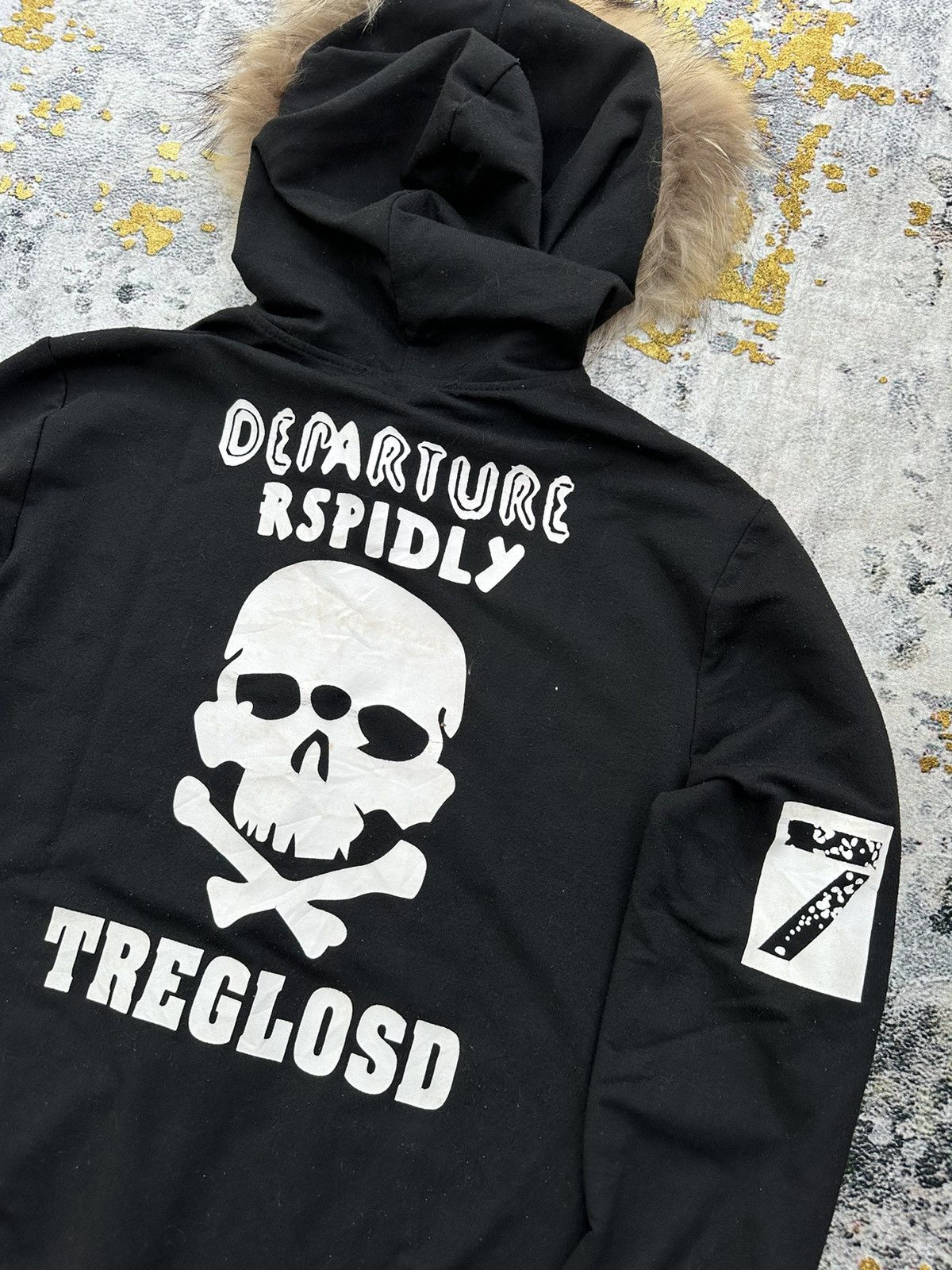 20471120 2000s DEPARTURE RSPIDLY SKULL NUMBER 7 FUR HOODIE LGB STYLE Size US M / EU 48-50 / 2 - 8 Thumbnail
