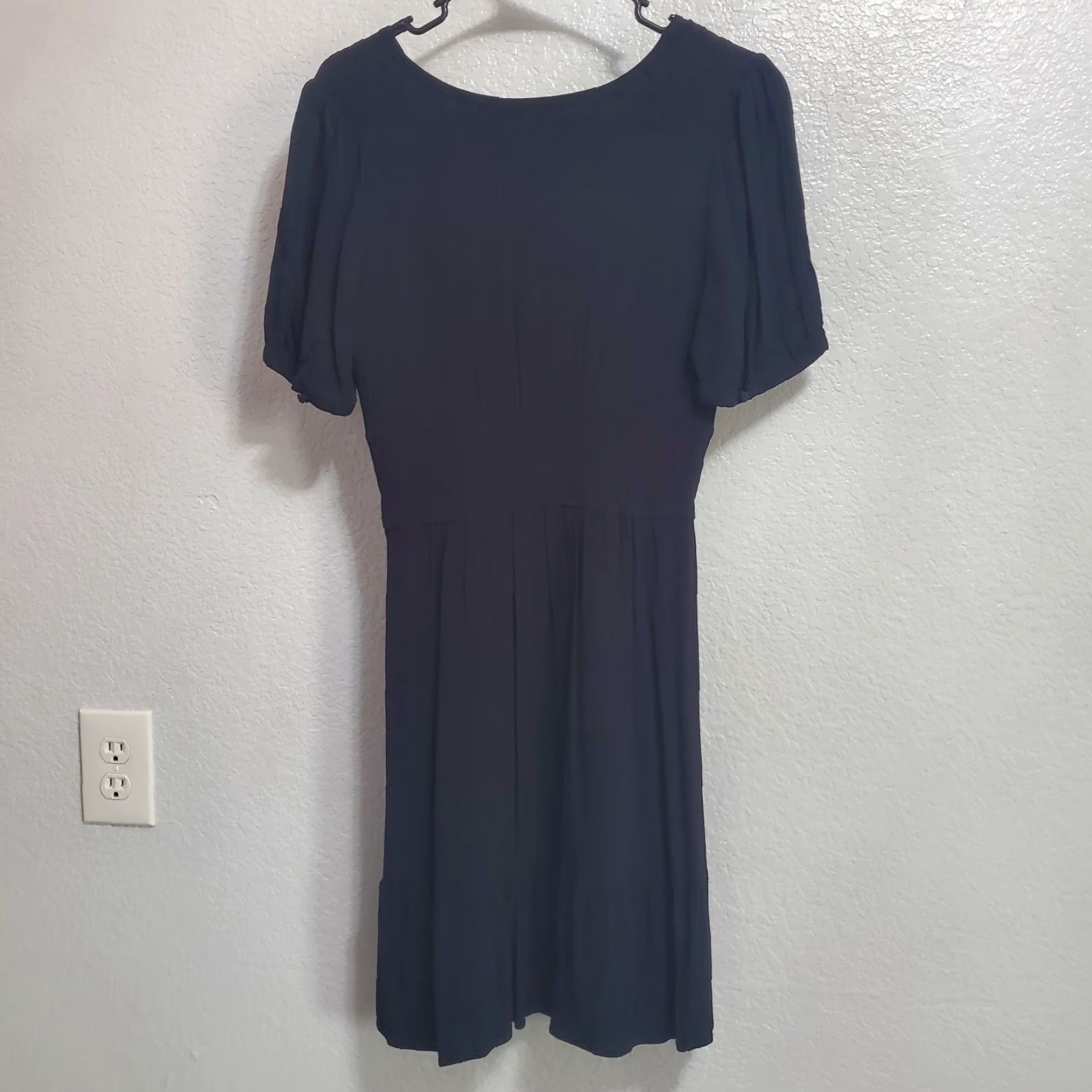 Anthropologie Anthropologie Maeve Martina Dress Sz 10 Black V Neck Belted Short Sleeve Ruffle Size 32" / US 10 / IT 46 - 4 Thumbnail