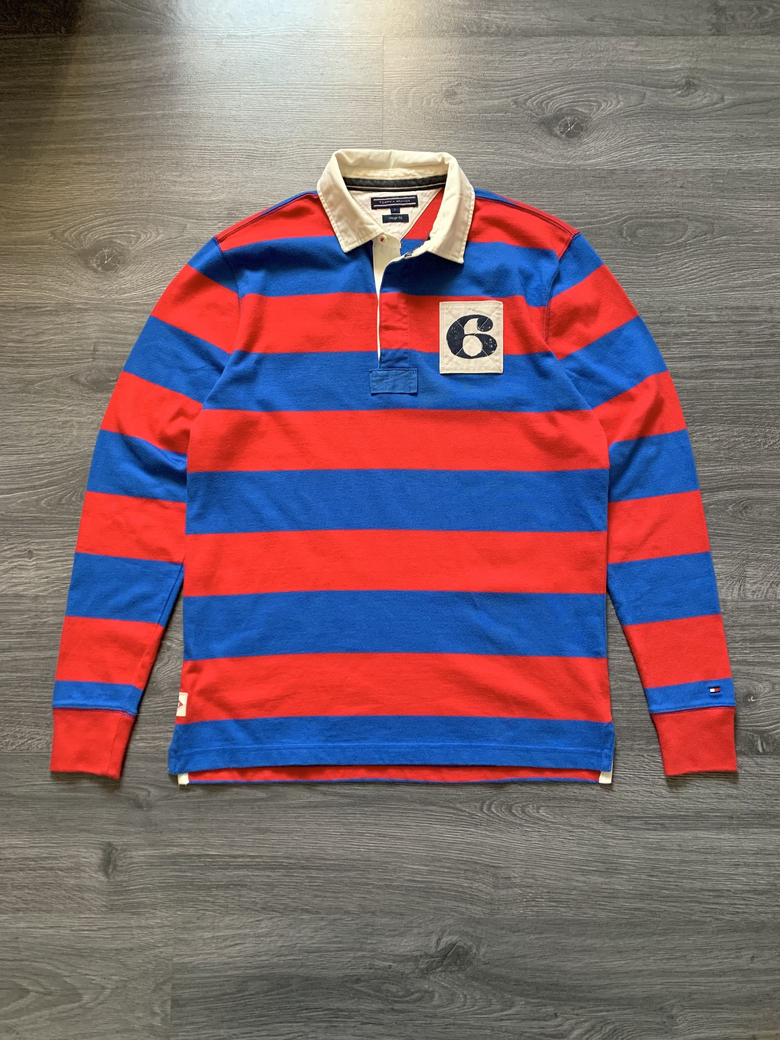 Tommy Hilfiger Tommy Hilfiger Y2K Striped Long Sleeve Rugby Shirt Size US L / EU 52-54 / 3 - 1 Thumbnail