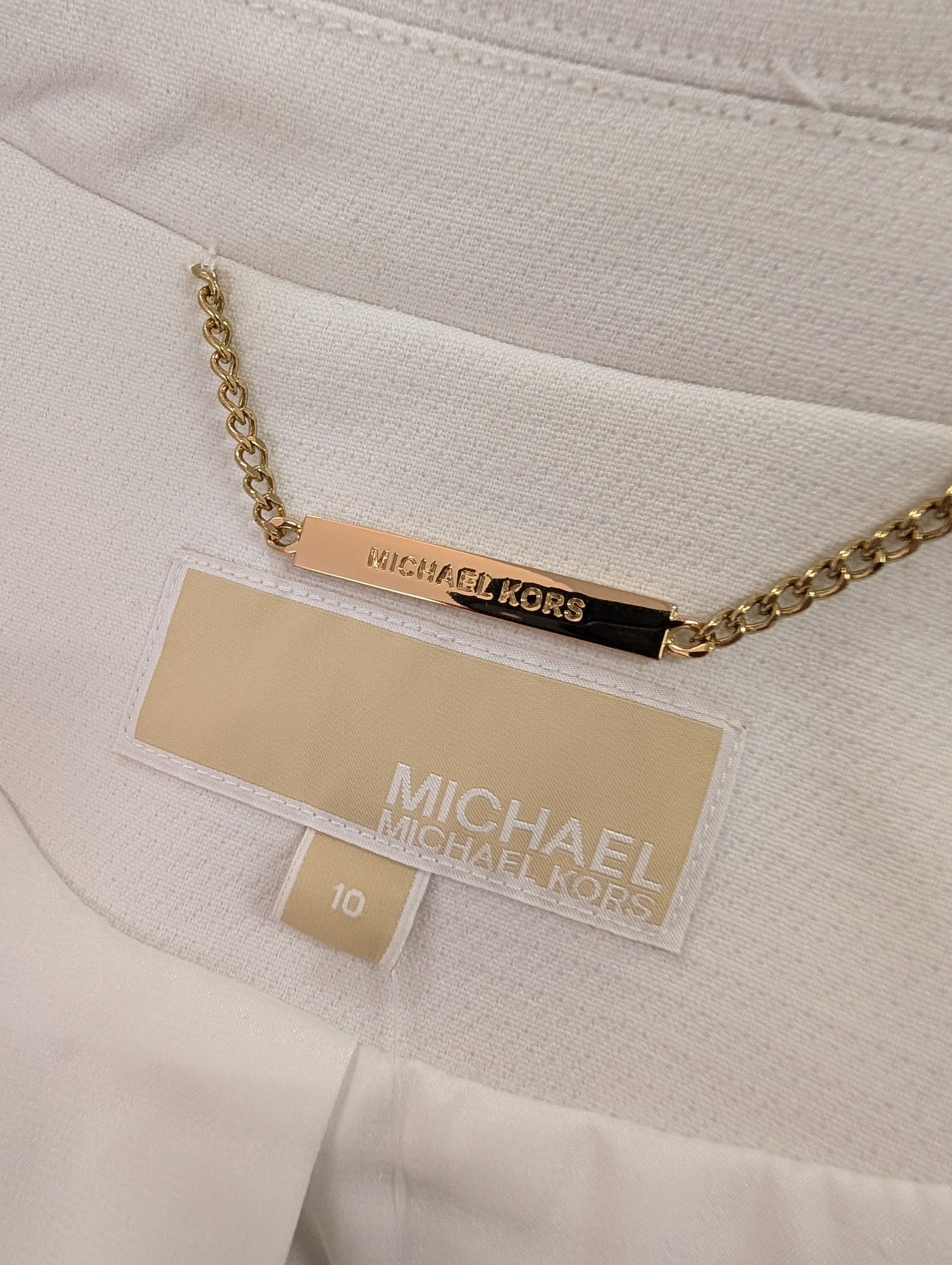 Michael Kors Michael Michael Kors White Long Coat With Gold Buttons Size L / US 10 / IT 46 - 9 Thumbnail