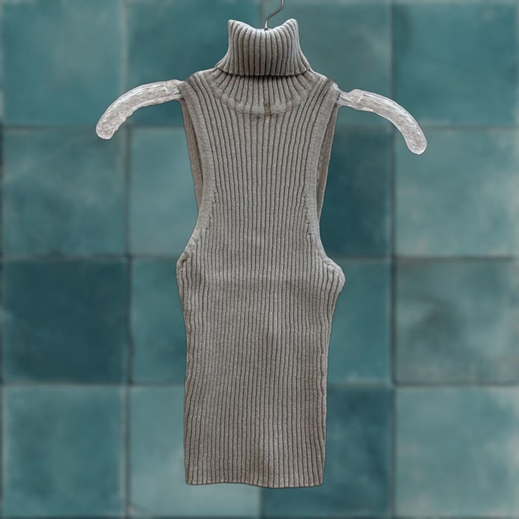 Express VINTAGE Express Backless Turtleneck Top Shirt Small S Grey Silver Glittery Sparkly Mens/ Womens Size S / US 4 / IT 40 - 1 Thumbnail