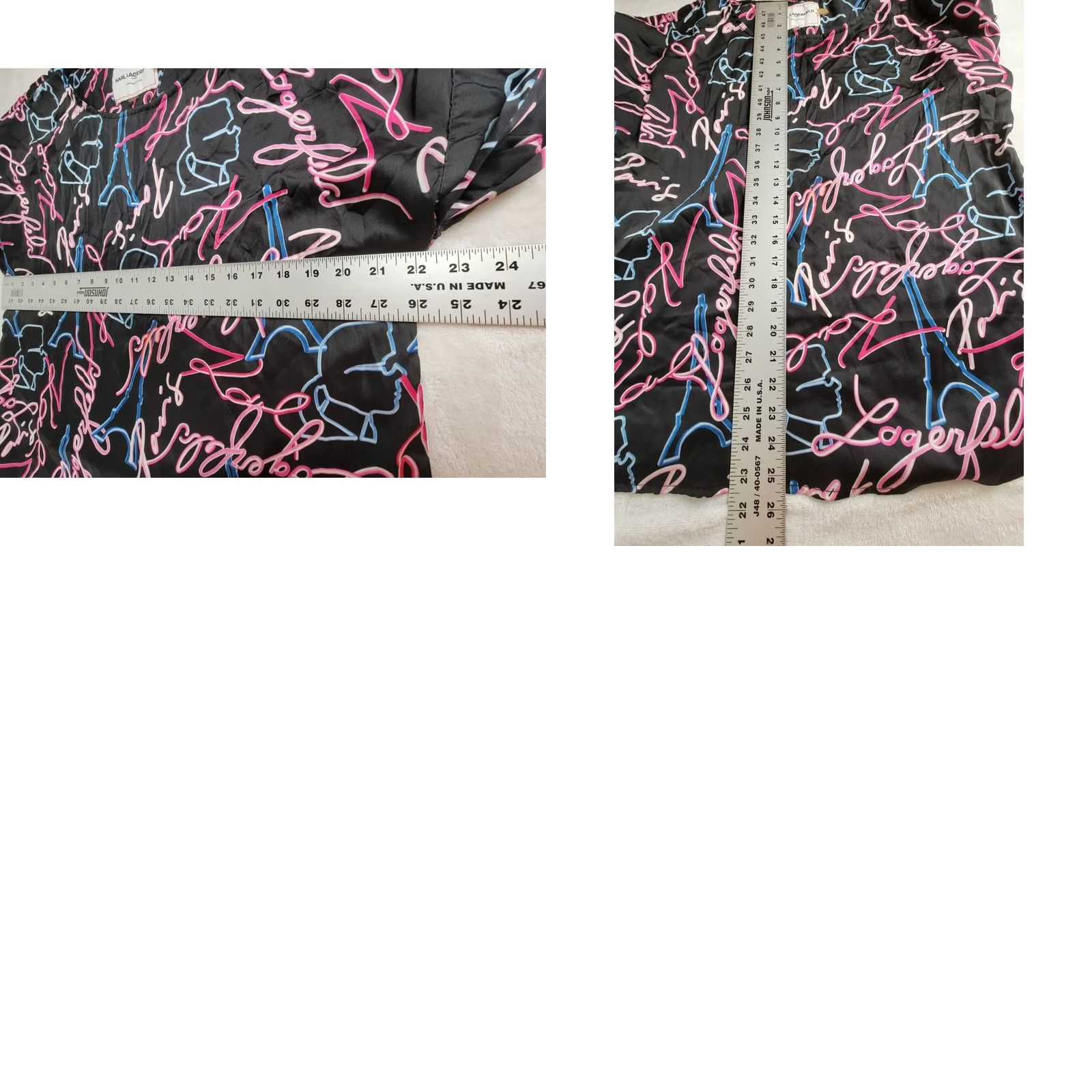Karl Lagerfeld Karl Lagerfeld Women's Neon Print Round Neck Short Sleeve T-Shirt Black Large Size L / US 10 / IT 46 - 8 Thumbnail