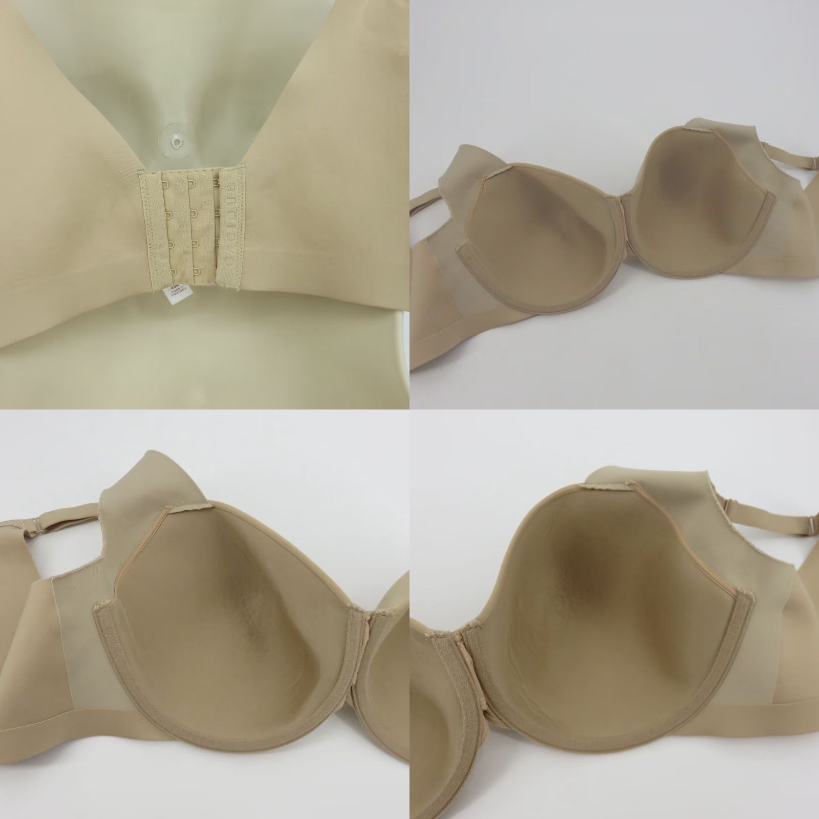 Vintage Cacique Balconette Bra 48B Lightly Lined Underwire Solid Beige Women Plus Size Size ONE SIZE - 8 Thumbnail